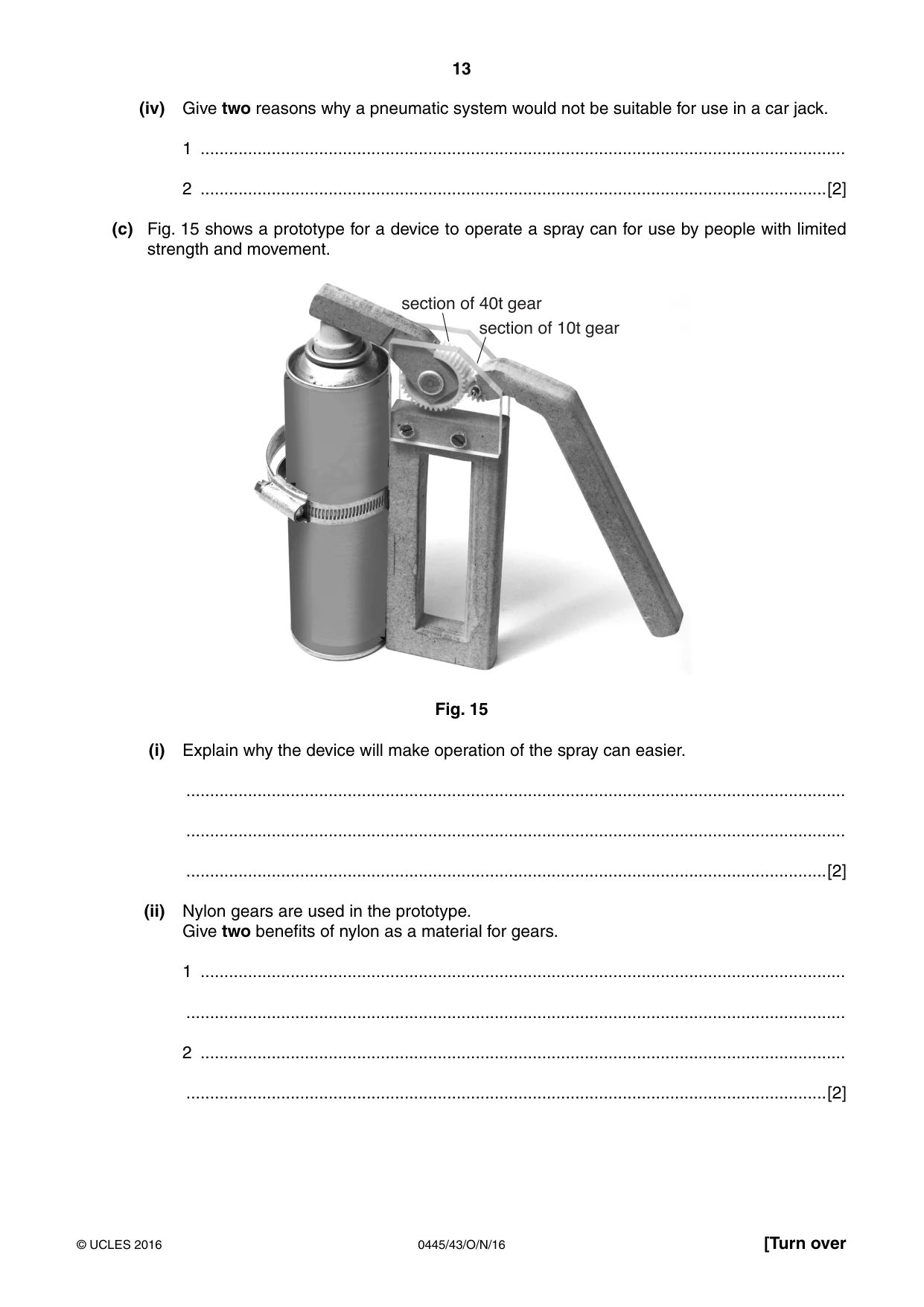 Cambridge IGCSE Design and Technology 0445 2016 Oct/Nov Paper 4 · Variant 3 question paper, page 13 of 20