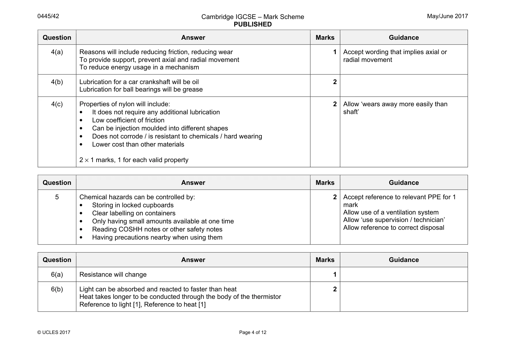 Mark scheme, page 4 of 12