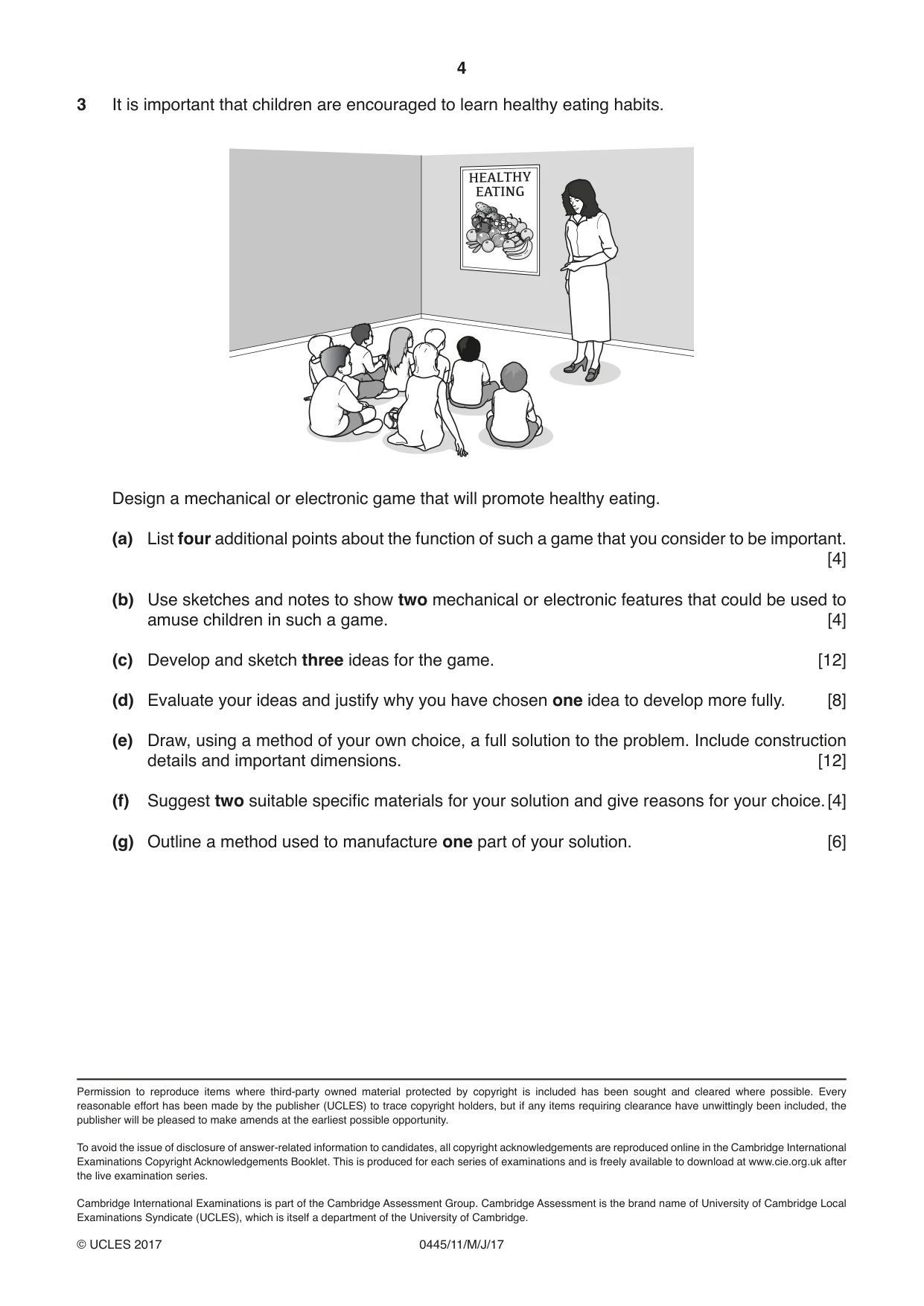 Cambridge IGCSE Design and Technology 0445 2017 May/June Paper 1 · Variant 1 question paper, page 4 of 4