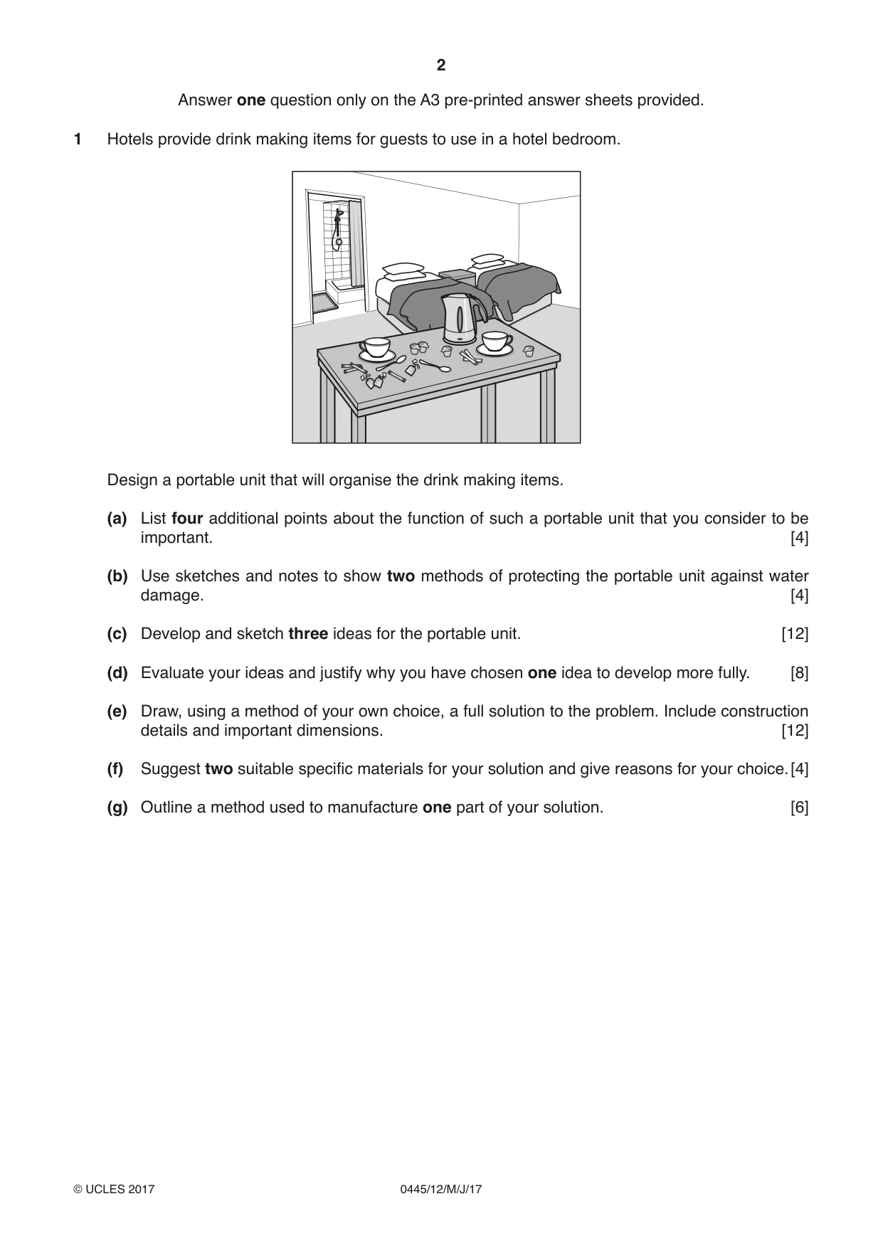 Cambridge IGCSE Design and Technology 0445 2017 May/June Paper 1 · Variant 2 question paper, page 2 of 4