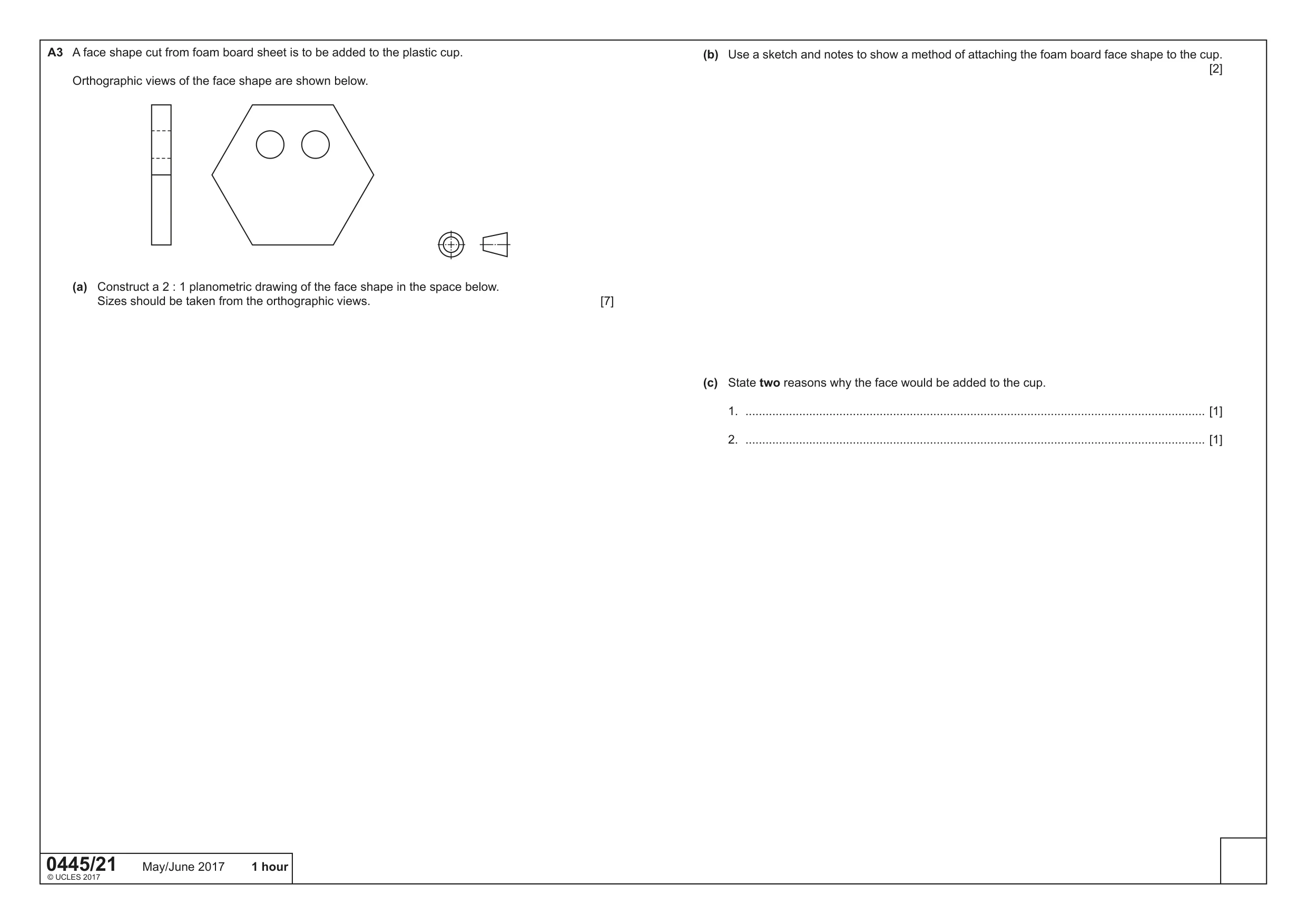 Cambridge IGCSE Design and Technology 0445 2017 May/June Paper 2 · Variant 1 question paper, page 2 of 4