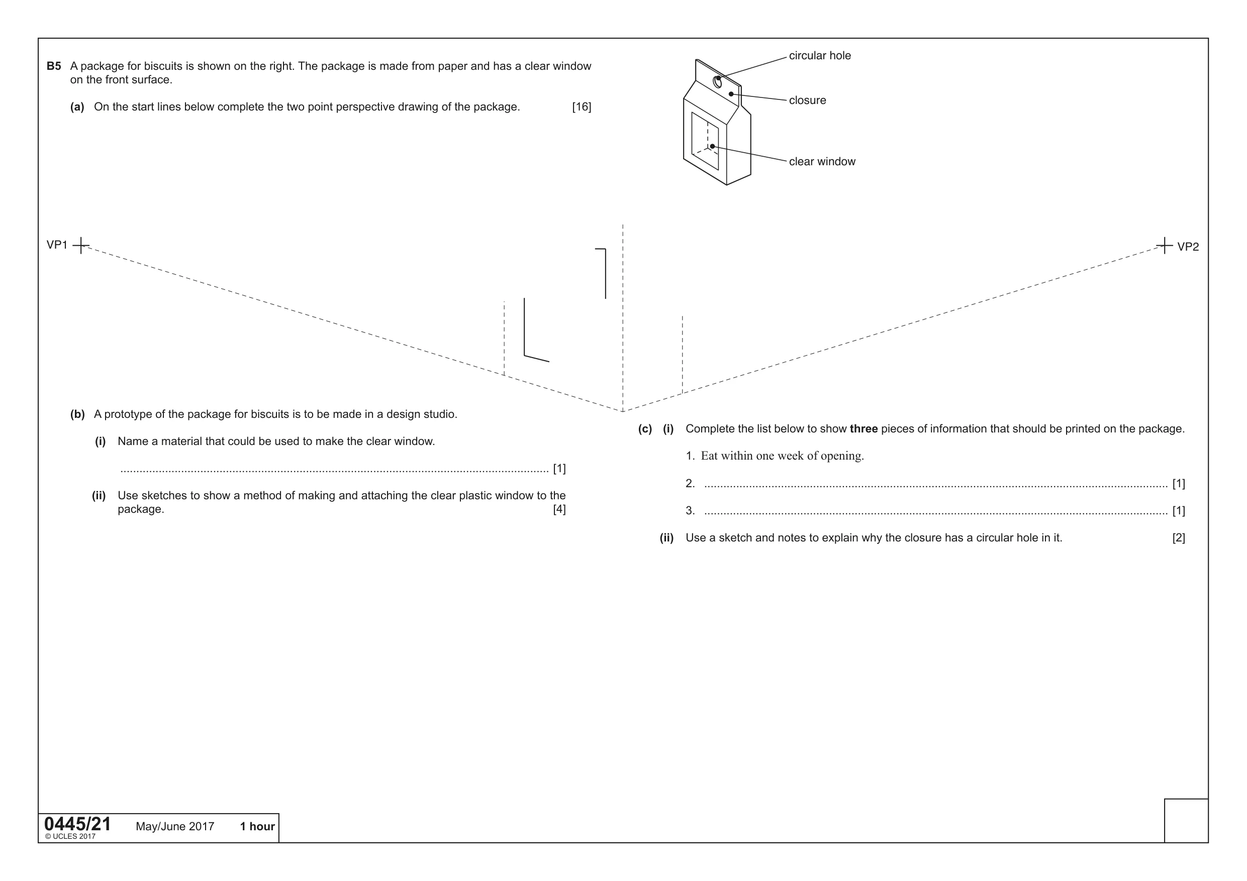 Cambridge IGCSE Design and Technology 0445 2017 May/June Paper 2 · Variant 1 question paper, page 4 of 4