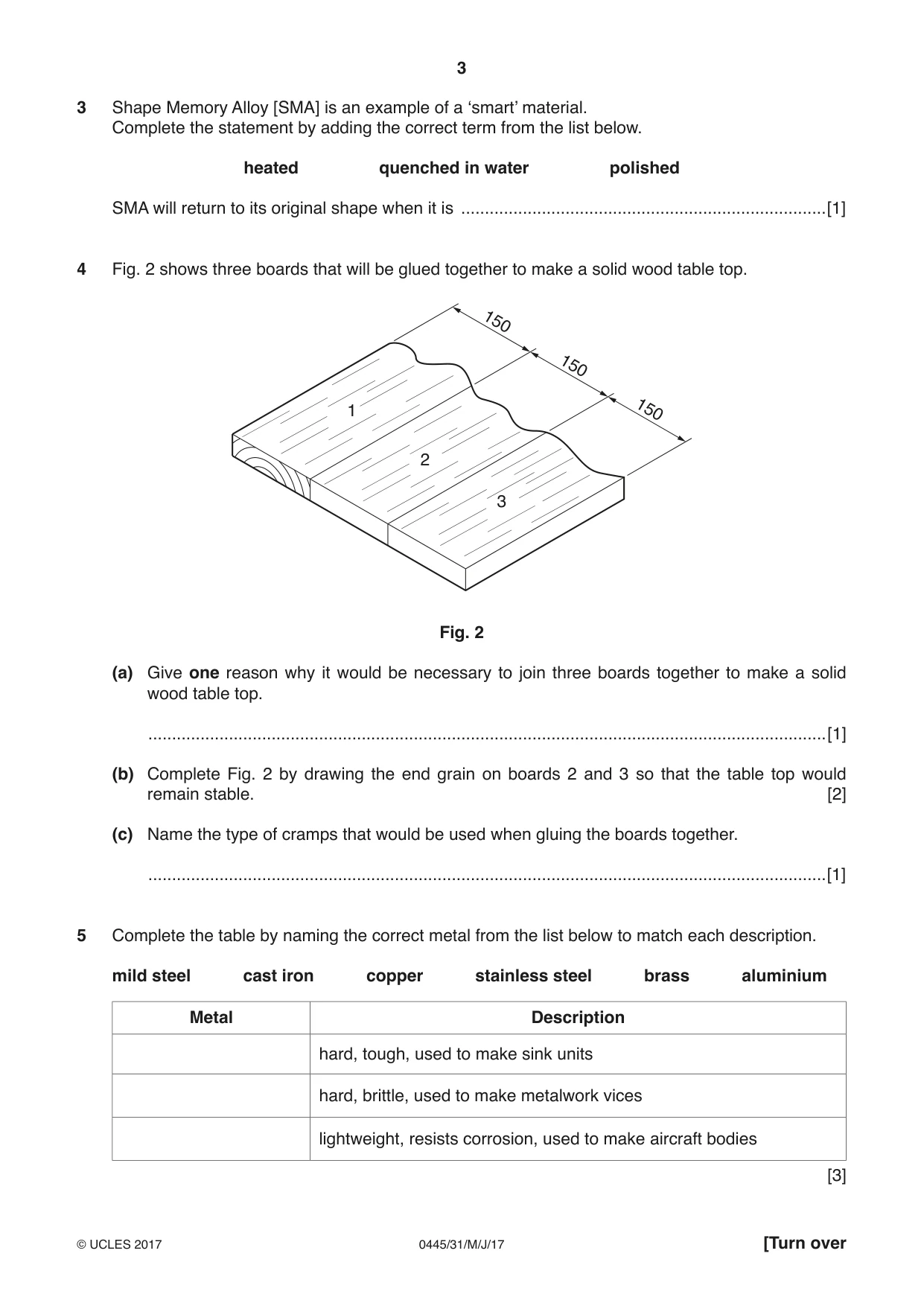 Cambridge IGCSE Design and Technology 0445 2017 May/June Paper 3 · Variant 1 question paper, page 3 of 20