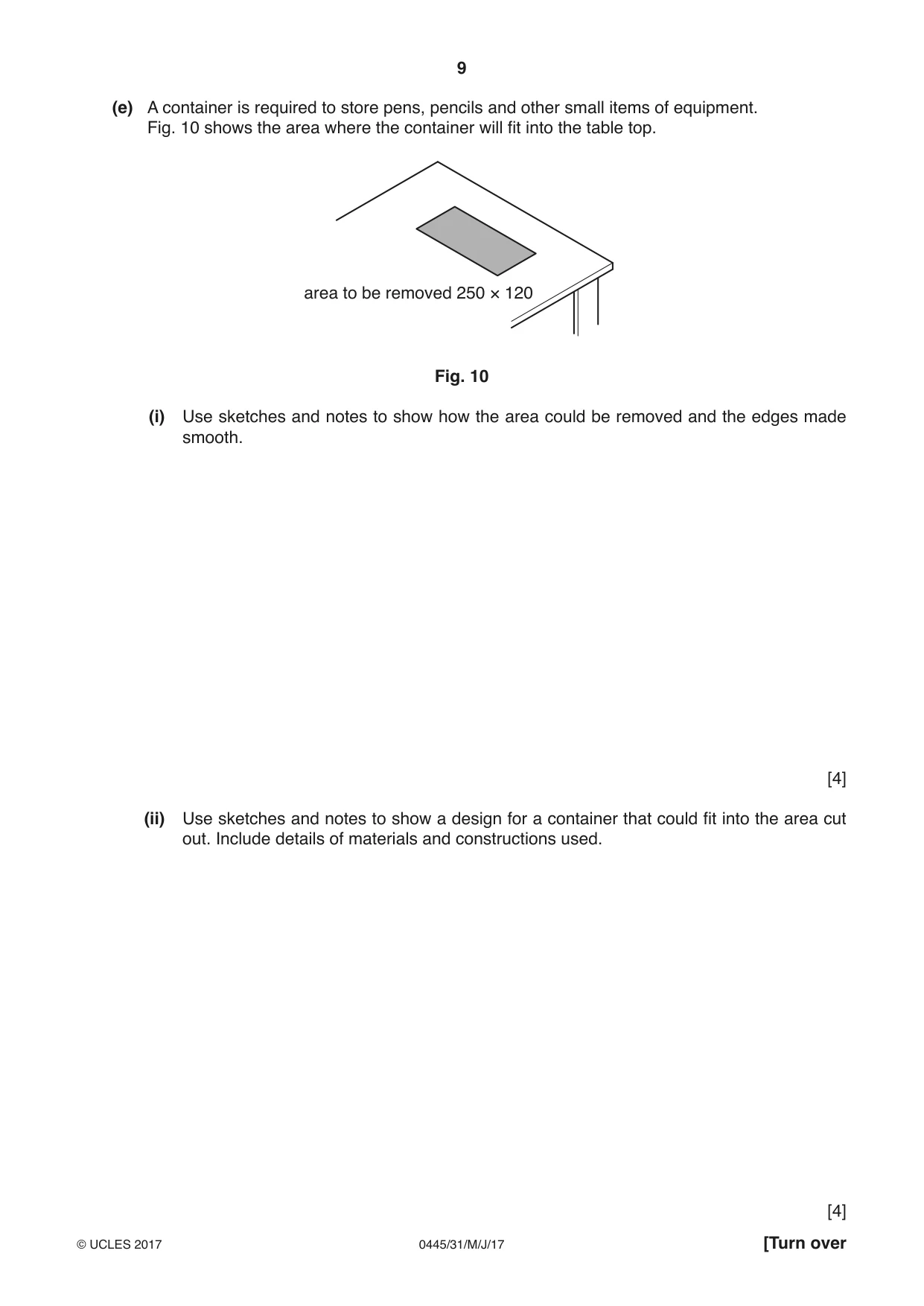 Cambridge IGCSE Design and Technology 0445 2017 May/June Paper 3 · Variant 1 question paper, page 9 of 20