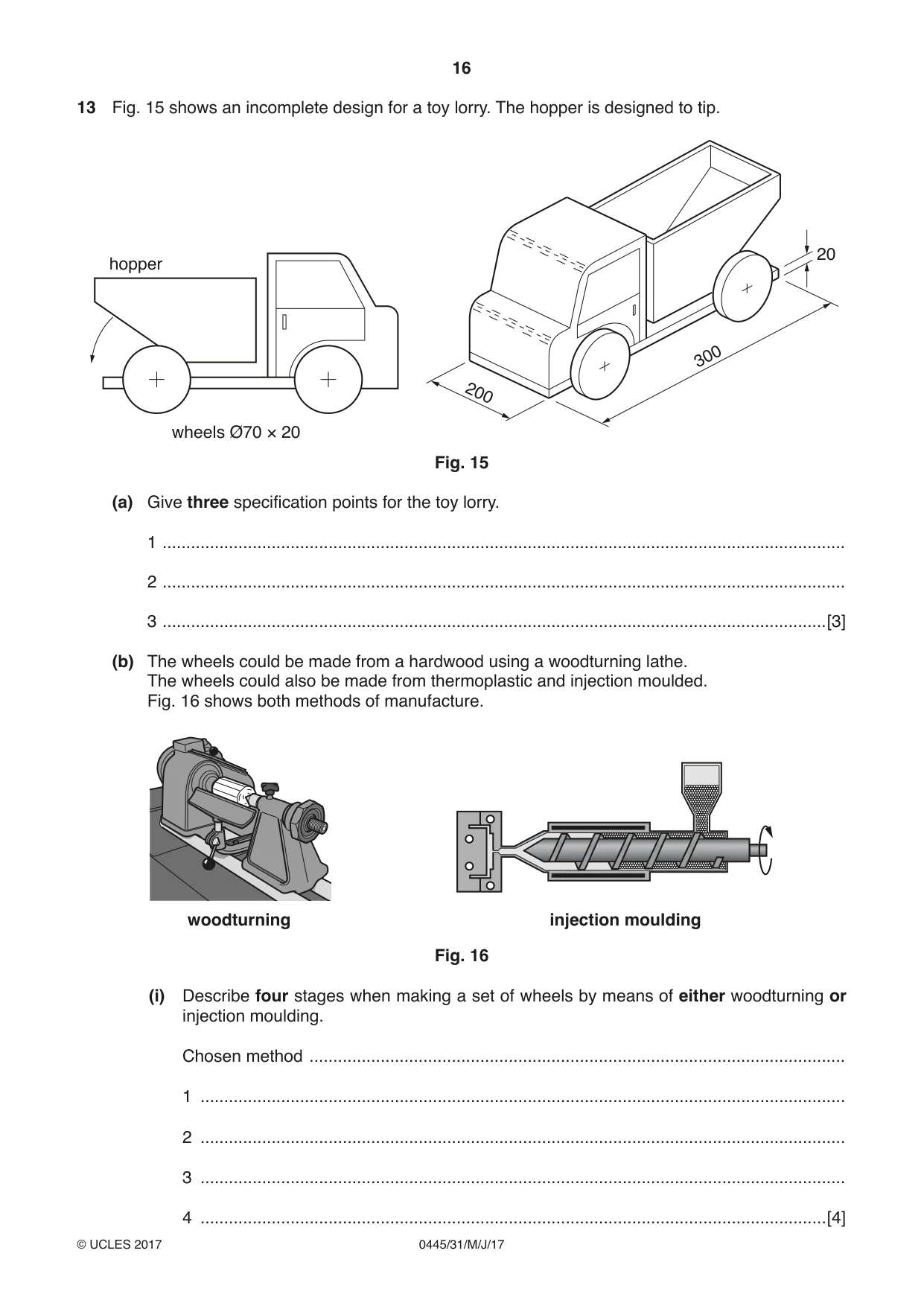 Cambridge IGCSE Design and Technology 0445 2017 May/June Paper 3 · Variant 1 question paper, page 16 of 20