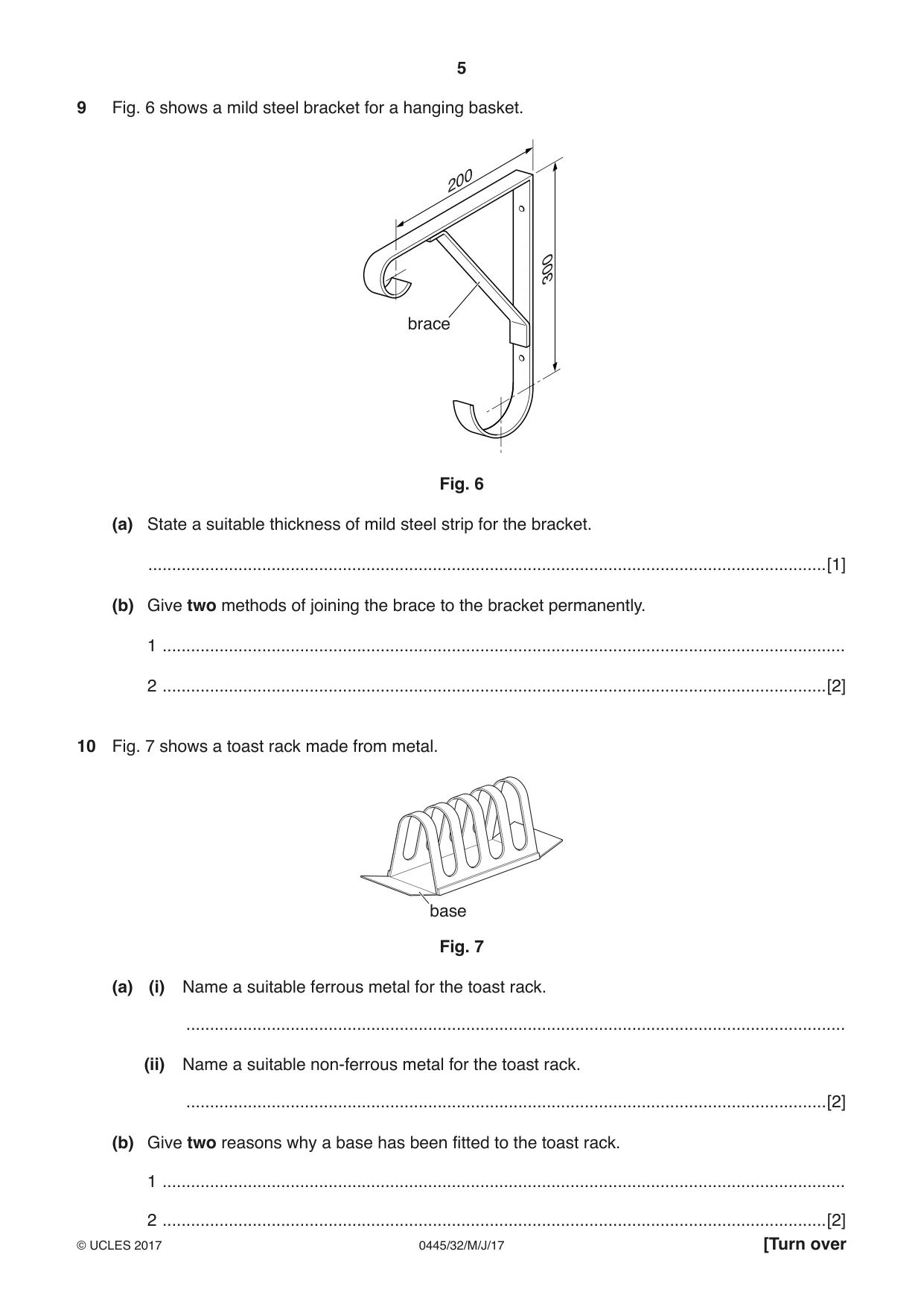 Cambridge IGCSE Design and Technology 0445 2017 May/June Paper 3 · Variant 2 question paper, page 5 of 16