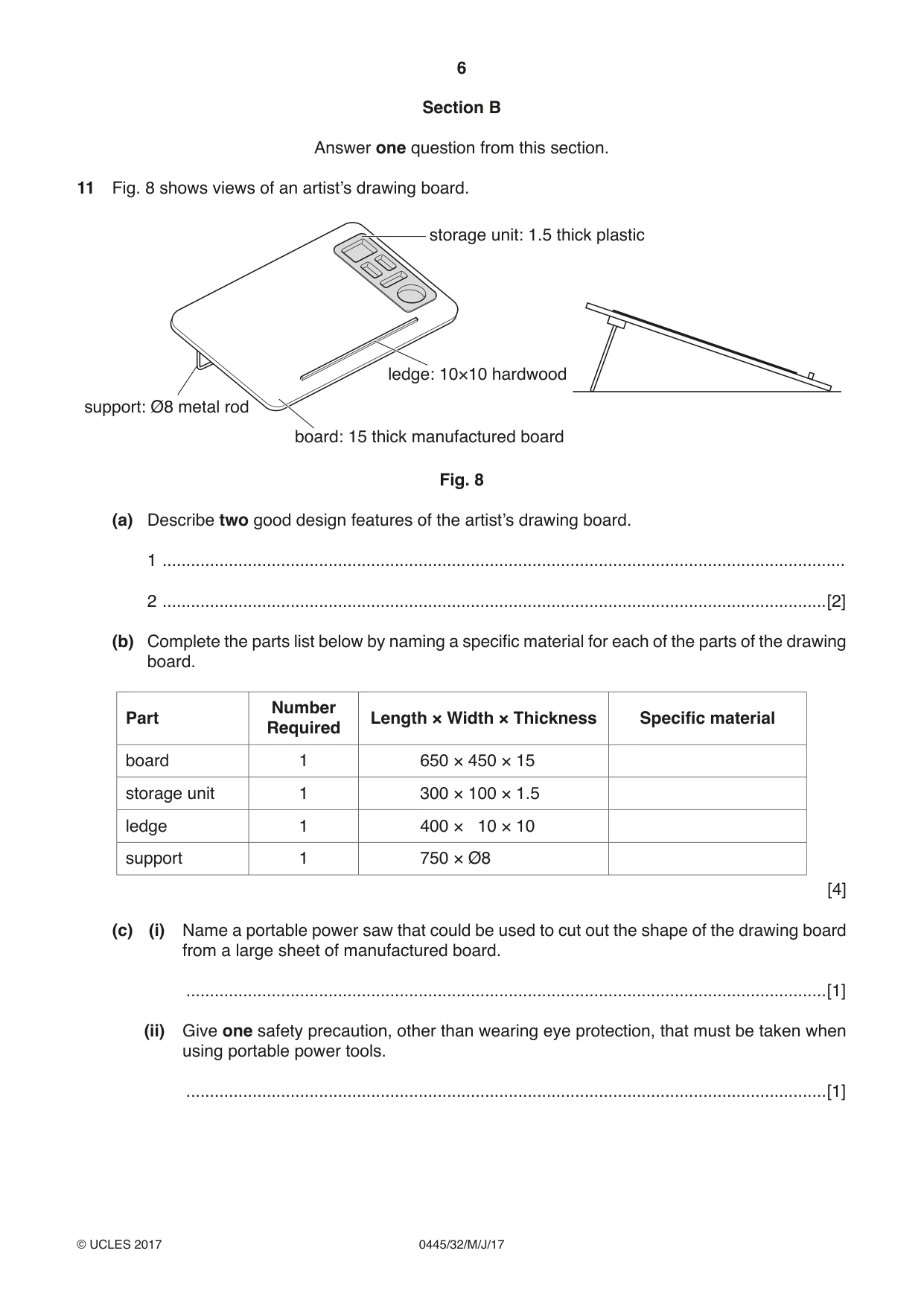 Cambridge IGCSE Design and Technology 0445 2017 May/June Paper 3 · Variant 2 question paper, page 6 of 16