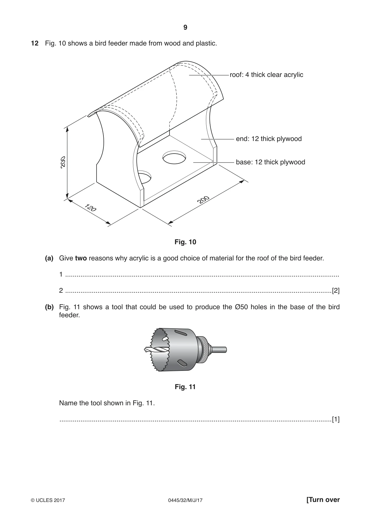 Cambridge IGCSE Design and Technology 0445 2017 May/June Paper 3 · Variant 2 question paper, page 9 of 16