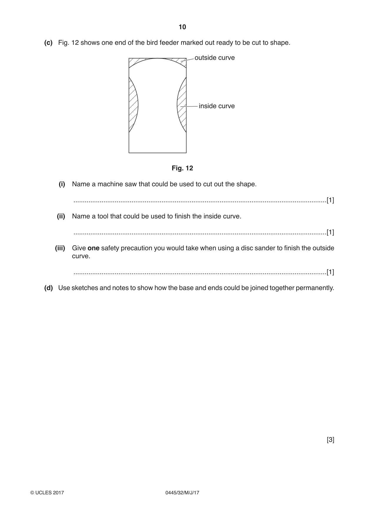 Cambridge IGCSE Design and Technology 0445 2017 May/June Paper 3 · Variant 2 question paper, page 10 of 16