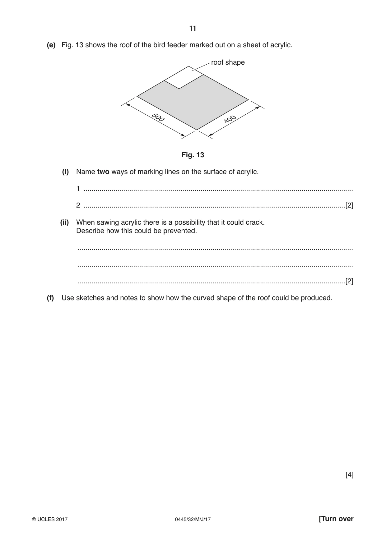 Cambridge IGCSE Design and Technology 0445 2017 May/June Paper 3 · Variant 2 question paper, page 11 of 16