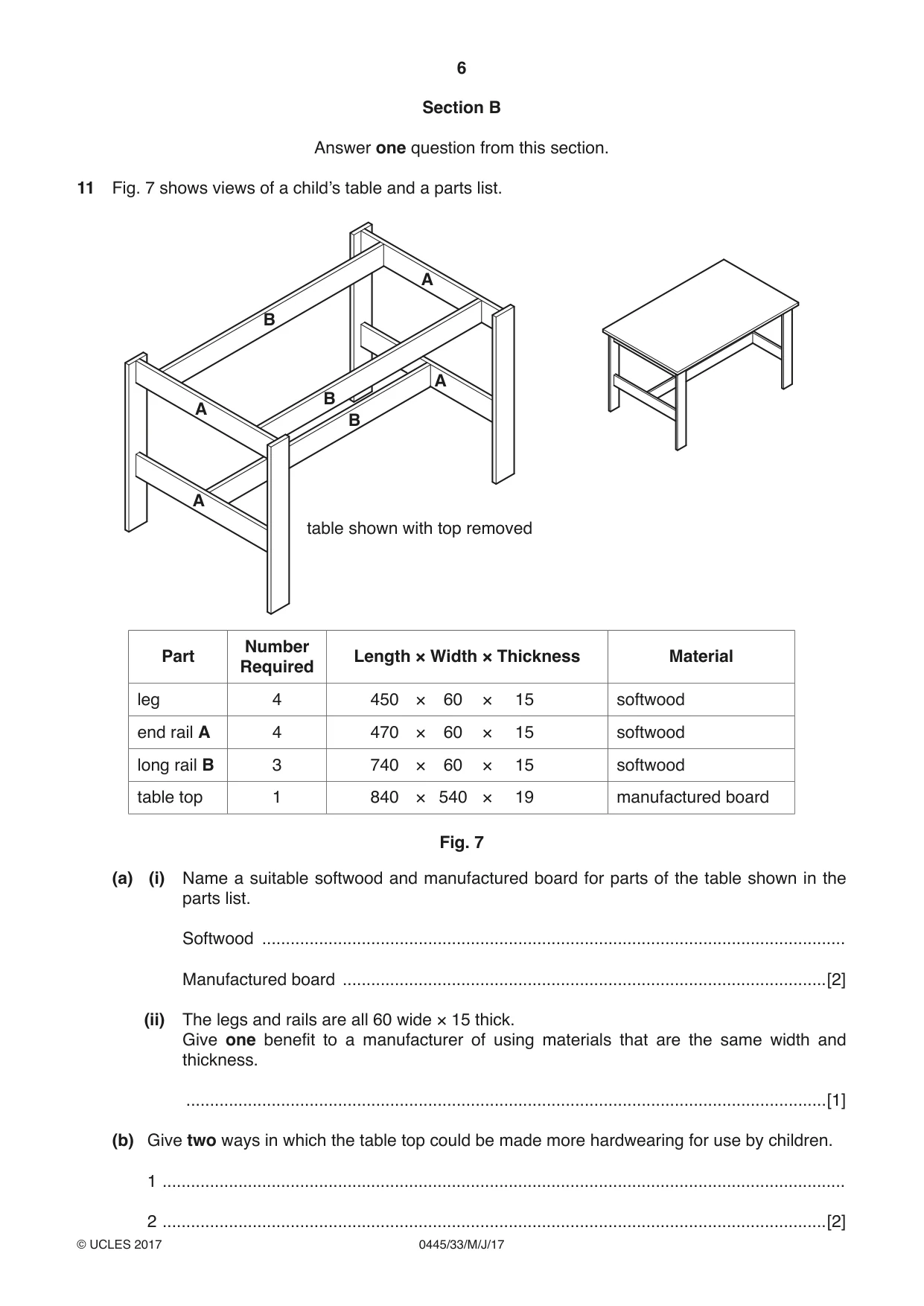 Cambridge IGCSE Design and Technology 0445 2017 May/June Paper 3 · Variant 3 question paper, page 6 of 20