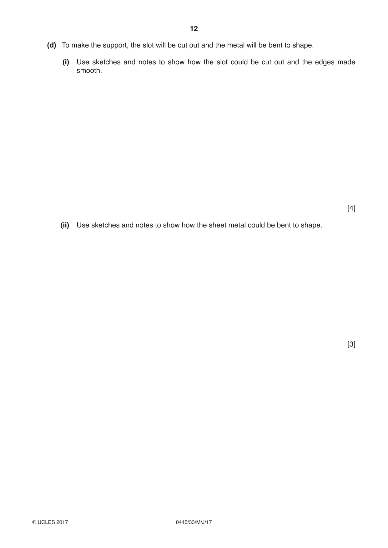 Cambridge IGCSE Design and Technology 0445 2017 May/June Paper 3 · Variant 3 question paper, page 12 of 20