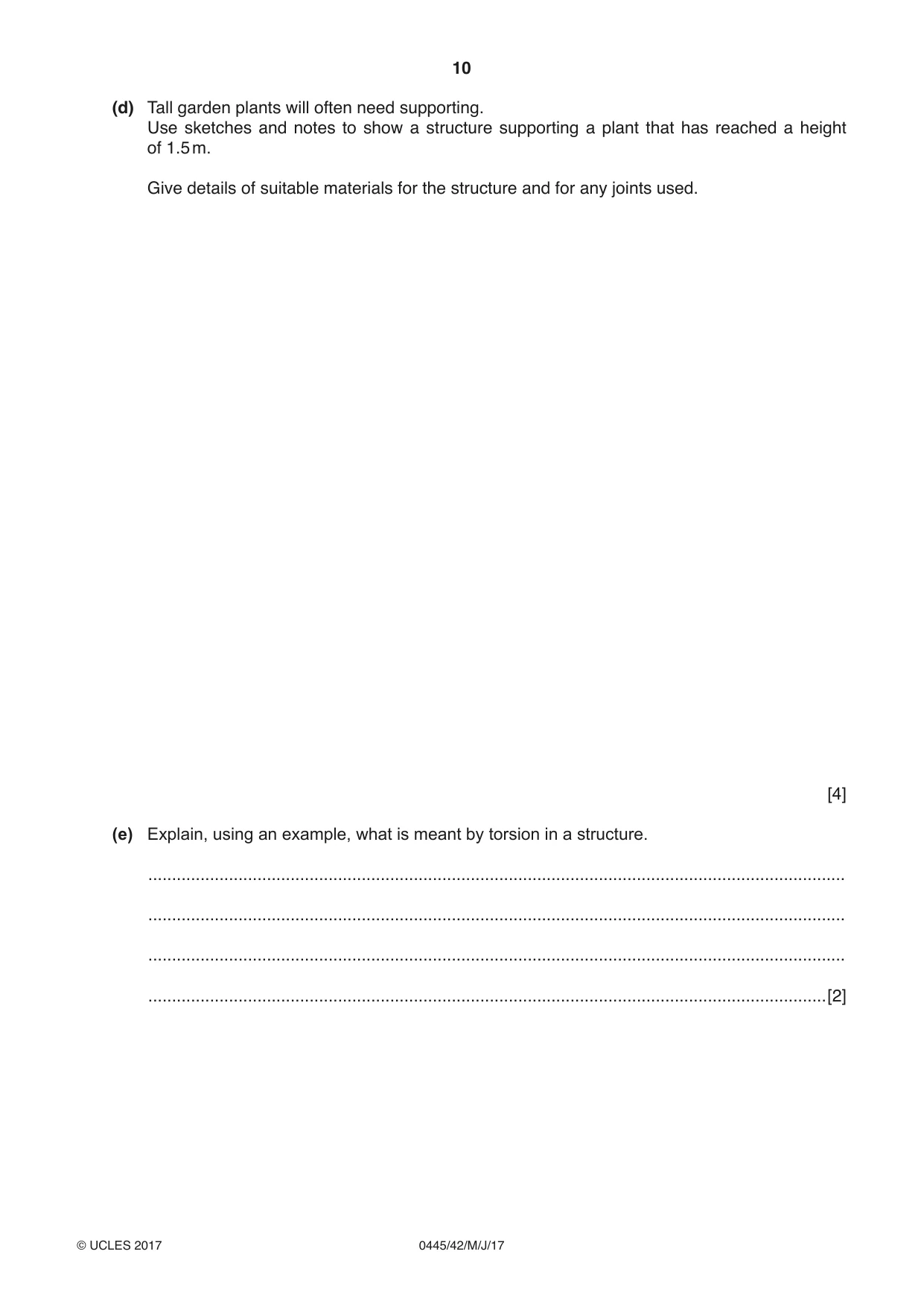 Cambridge IGCSE Design and Technology 0445 2017 May/June Paper 4 · Variant 2 question paper, page 10 of 20
