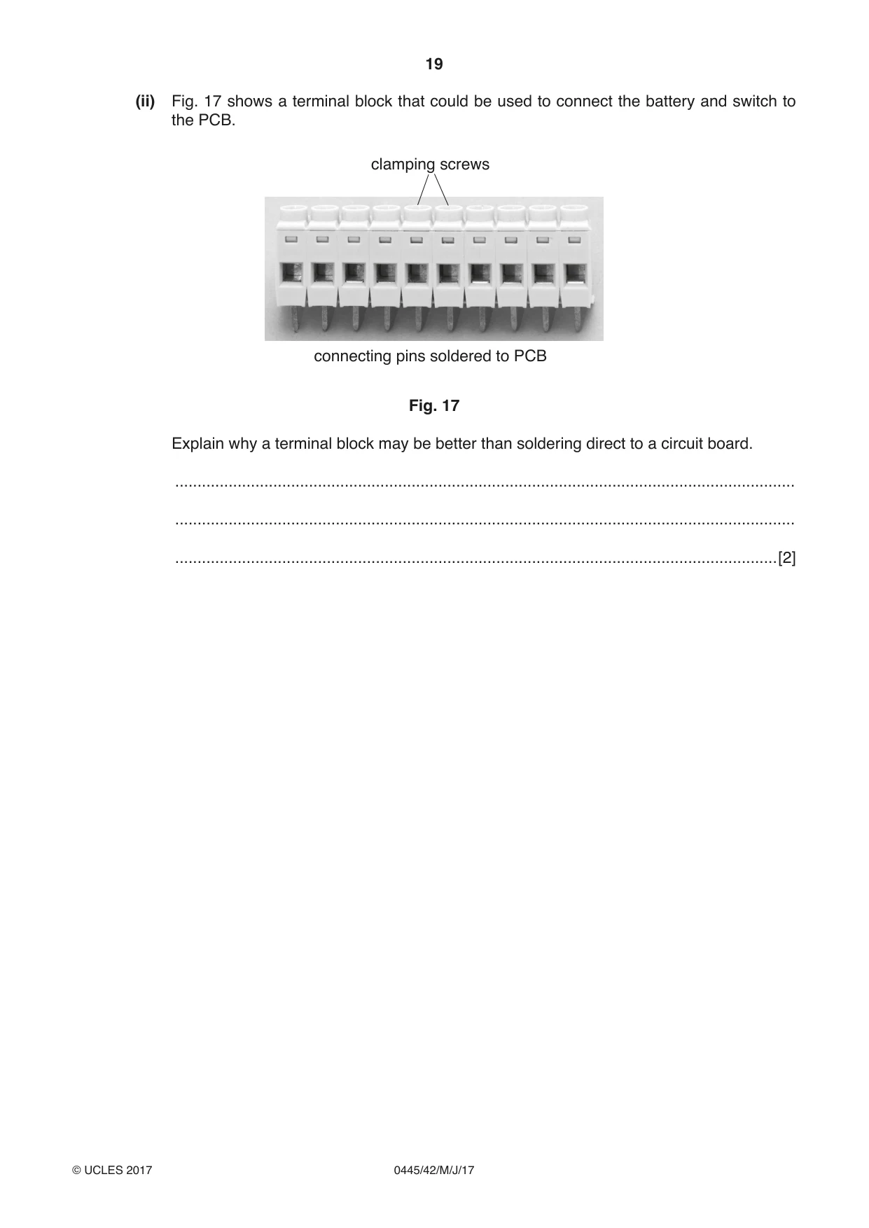 Cambridge IGCSE Design and Technology 0445 2017 May/June Paper 4 · Variant 2 question paper, page 19 of 20