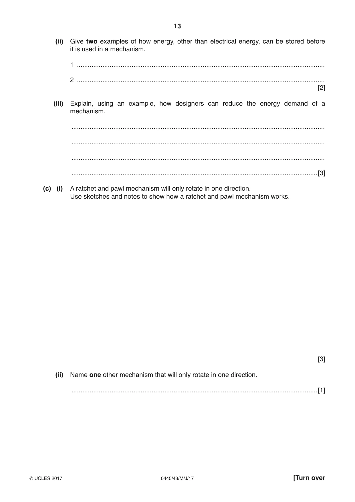Cambridge IGCSE Design and Technology 0445 2017 May/June Paper 4 · Variant 3 question paper, page 13 of 20