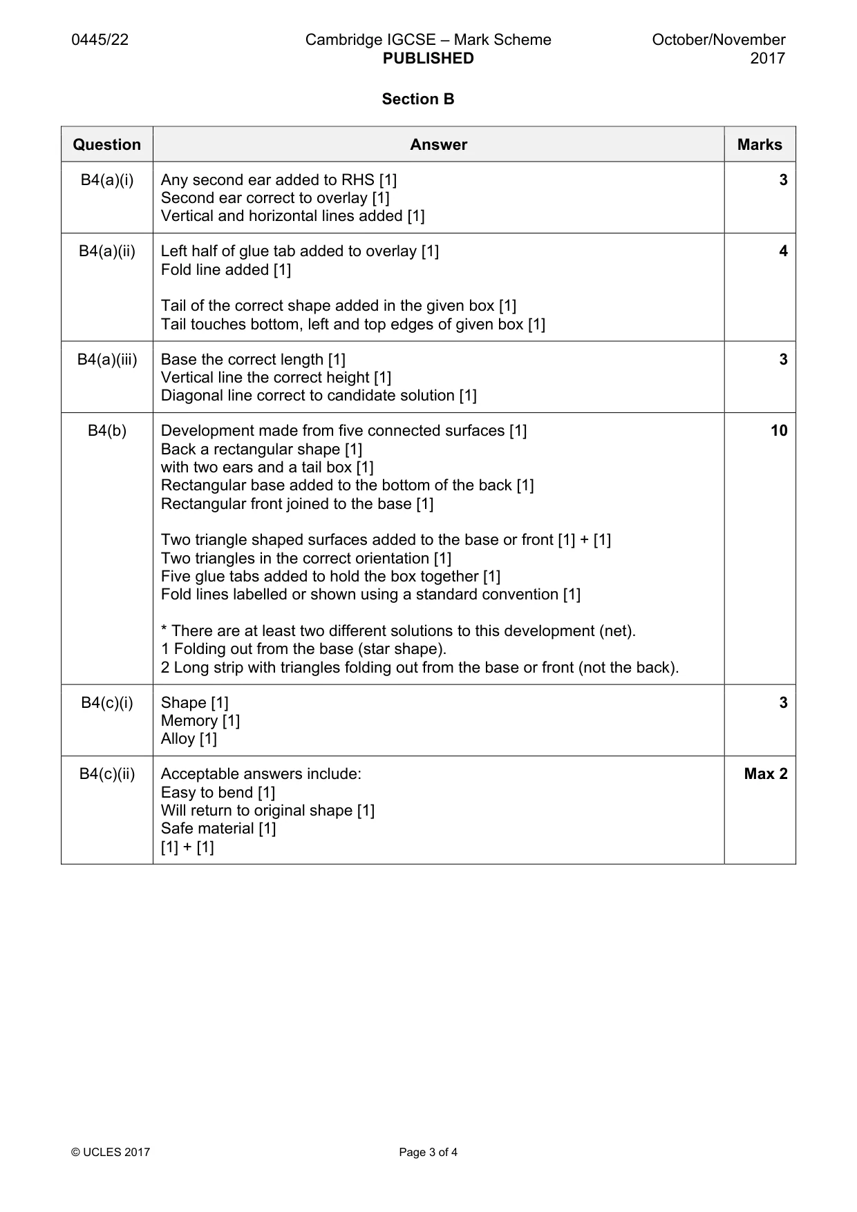 Mark scheme, page 3 of 4