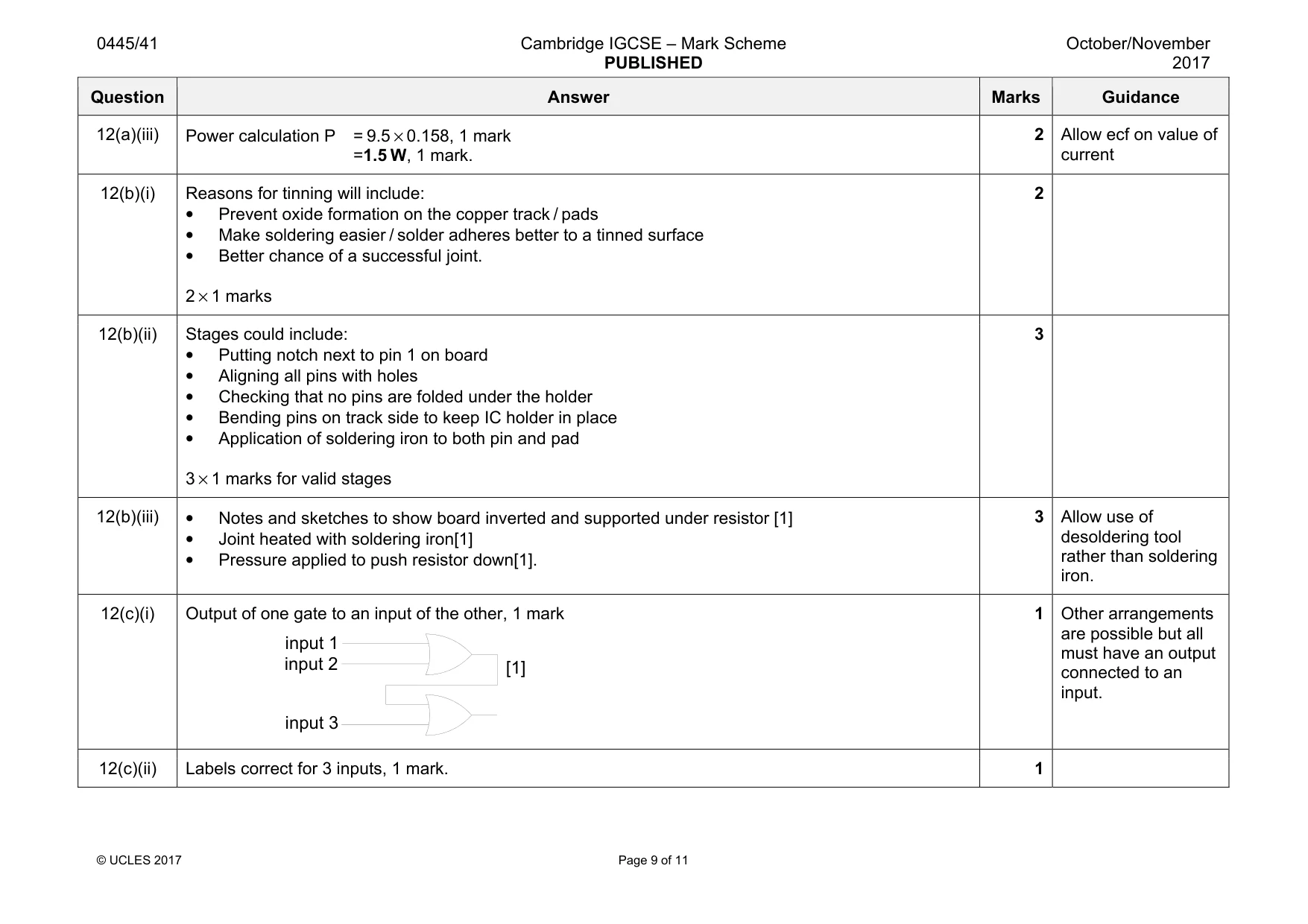Mark scheme, page 9 of 11