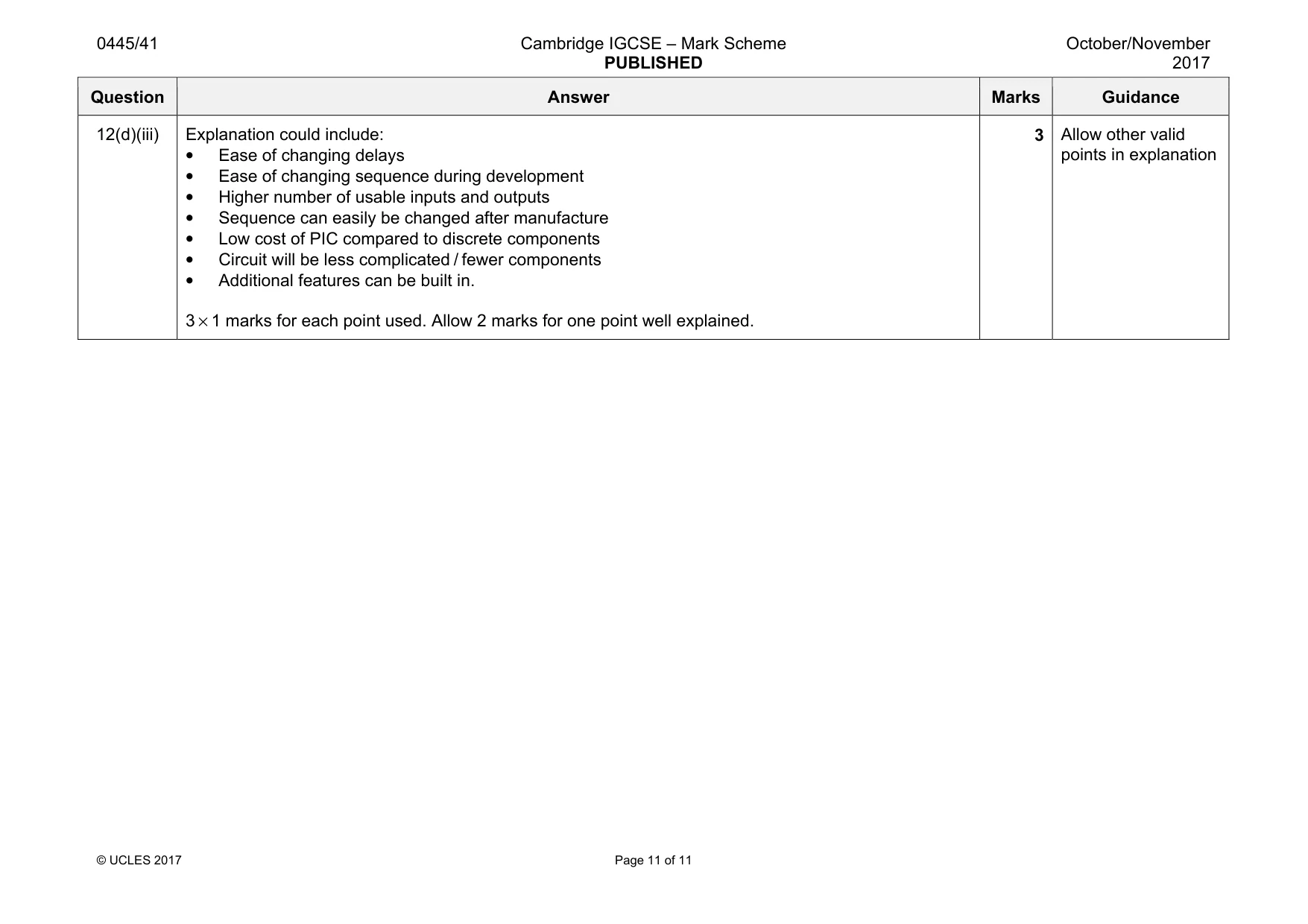 Mark scheme, page 11 of 11