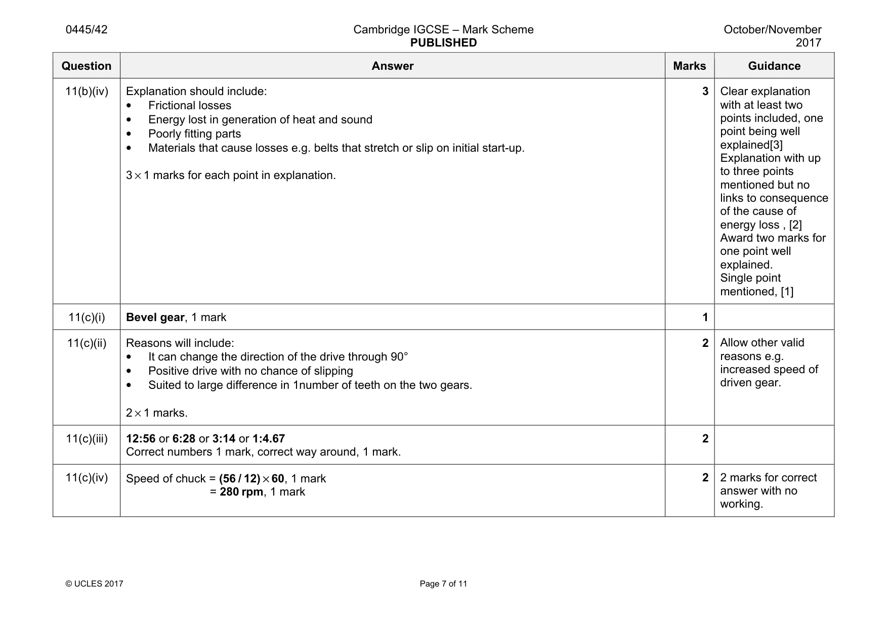 Mark scheme, page 7 of 11