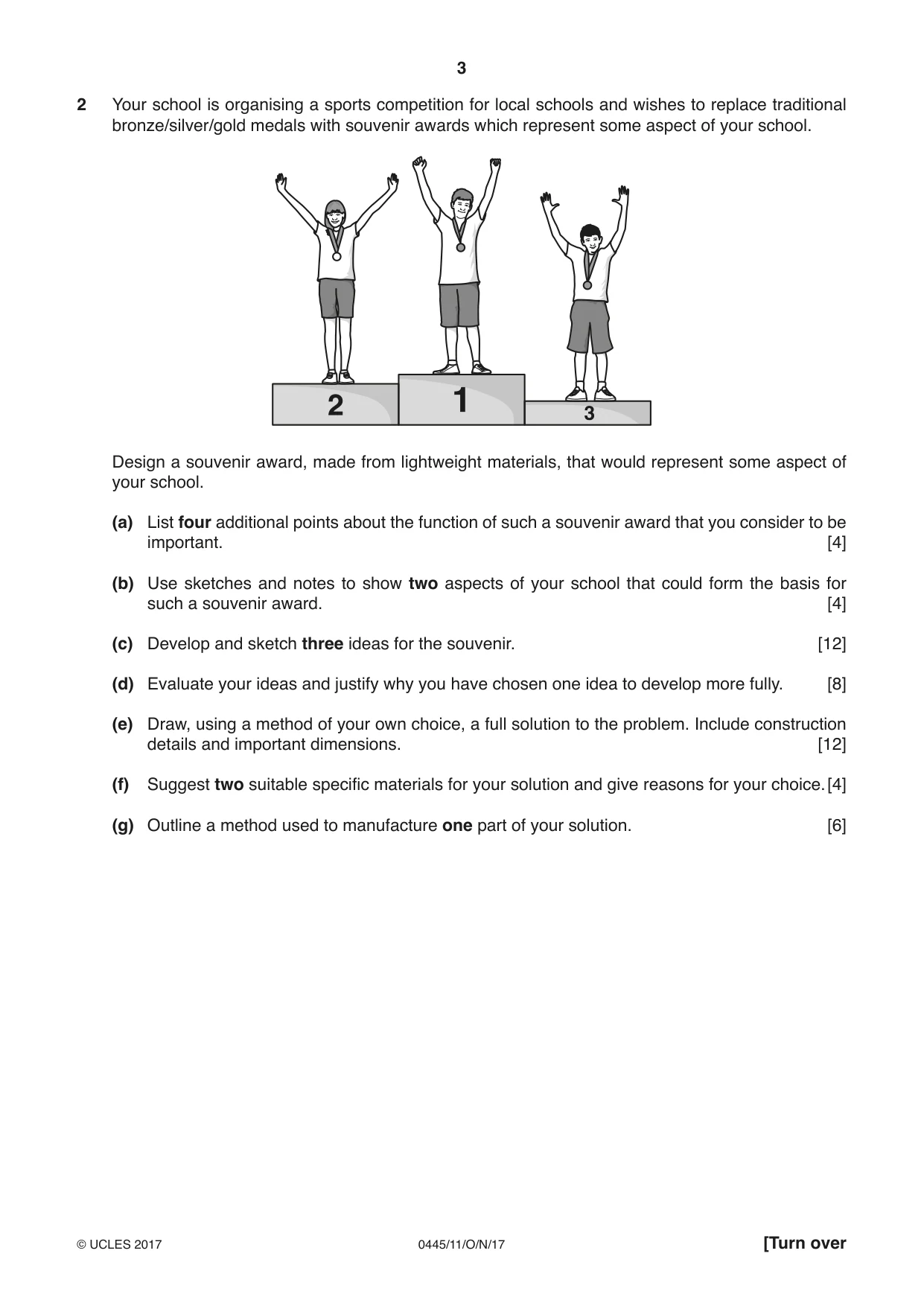 Cambridge IGCSE Design and Technology 0445 2017 Oct/Nov Paper 1 · Variant 1 question paper, page 3 of 4