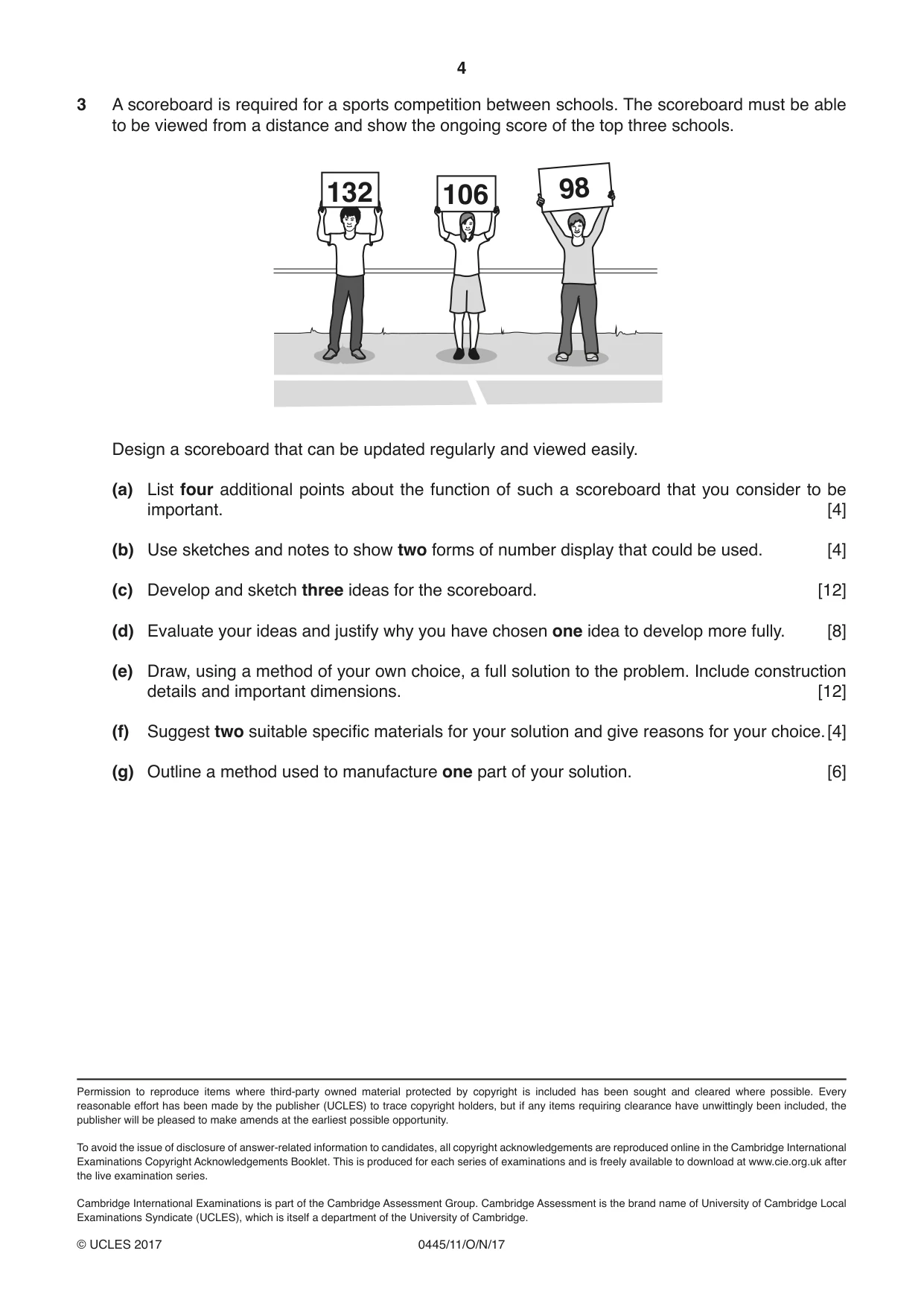 Cambridge IGCSE Design and Technology 0445 2017 Oct/Nov Paper 1 · Variant 1 question paper, page 4 of 4