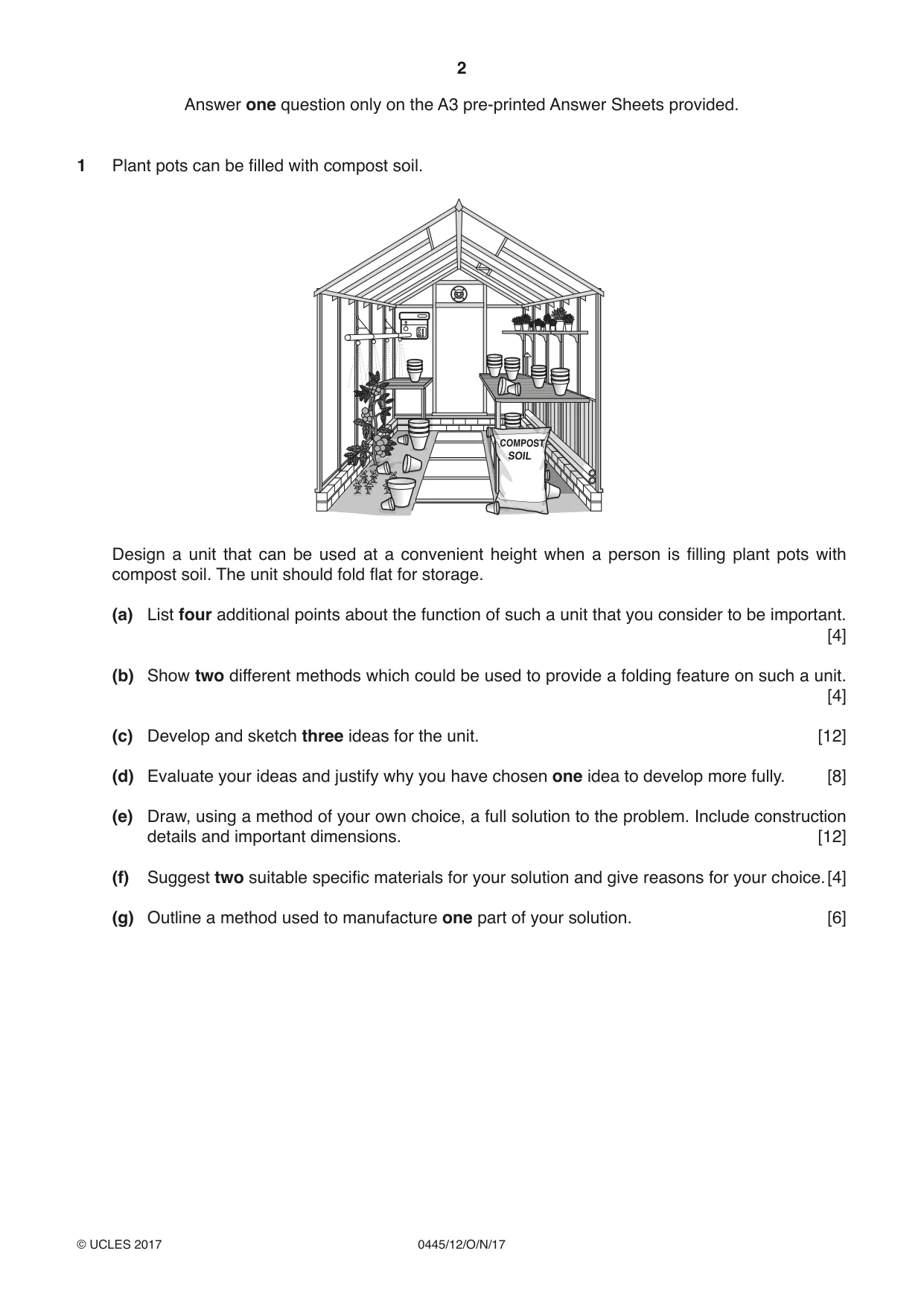 Cambridge IGCSE Design and Technology 0445 2017 Oct/Nov Paper 1 · Variant 2 question paper, page 2 of 4