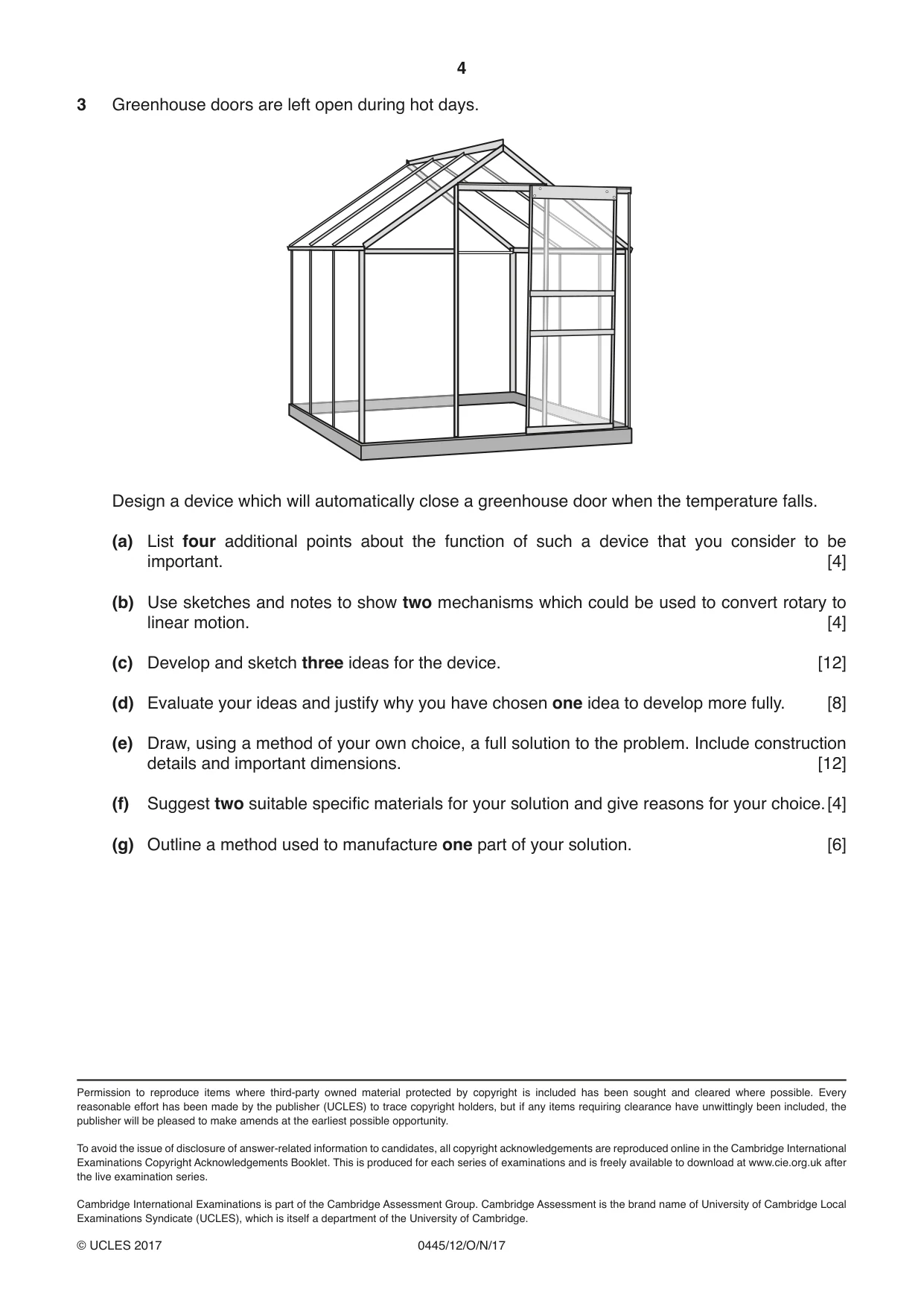 Cambridge IGCSE Design and Technology 0445 2017 Oct/Nov Paper 1 · Variant 2 question paper, page 4 of 4