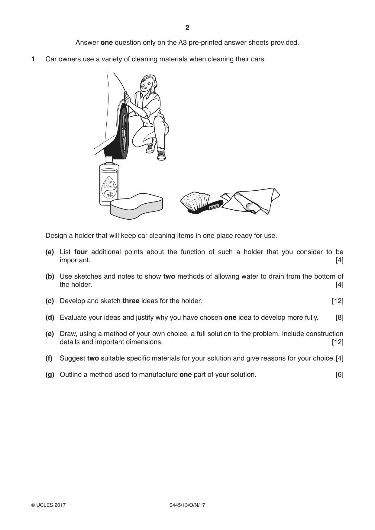 Cambridge IGCSE Design and Technology 0445 2017 Oct/Nov Paper 1 · Variant 3 question paper, page 2 of 4