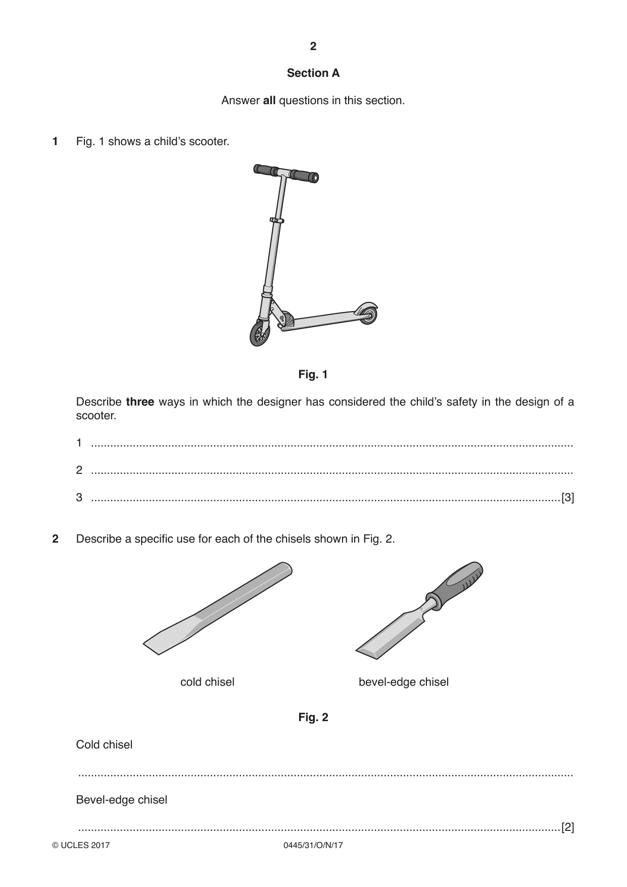 Cambridge IGCSE Design and Technology 0445 2017 Oct/Nov Paper 3 · Variant 1 question paper, page 2 of 16