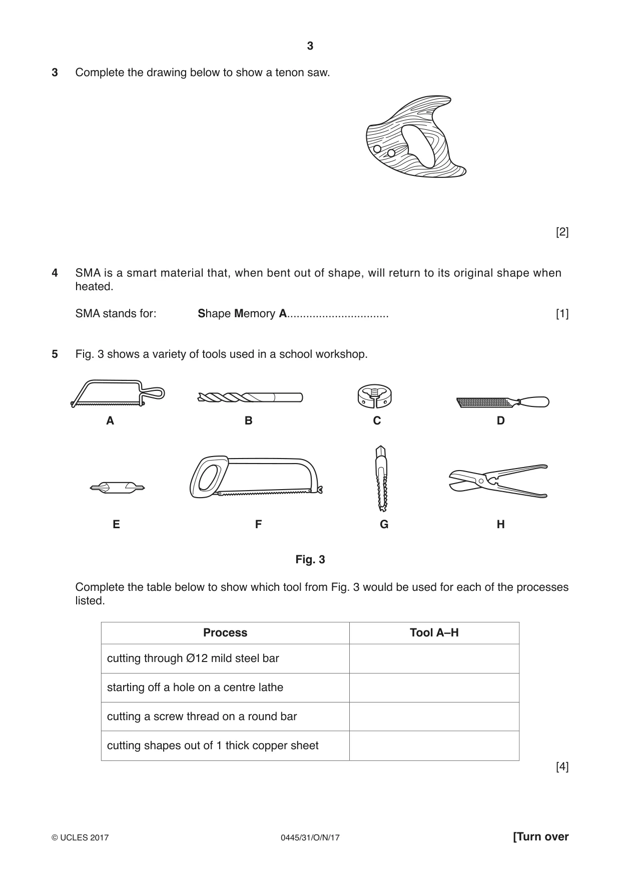 Cambridge IGCSE Design and Technology 0445 2017 Oct/Nov Paper 3 · Variant 1 question paper, page 3 of 16