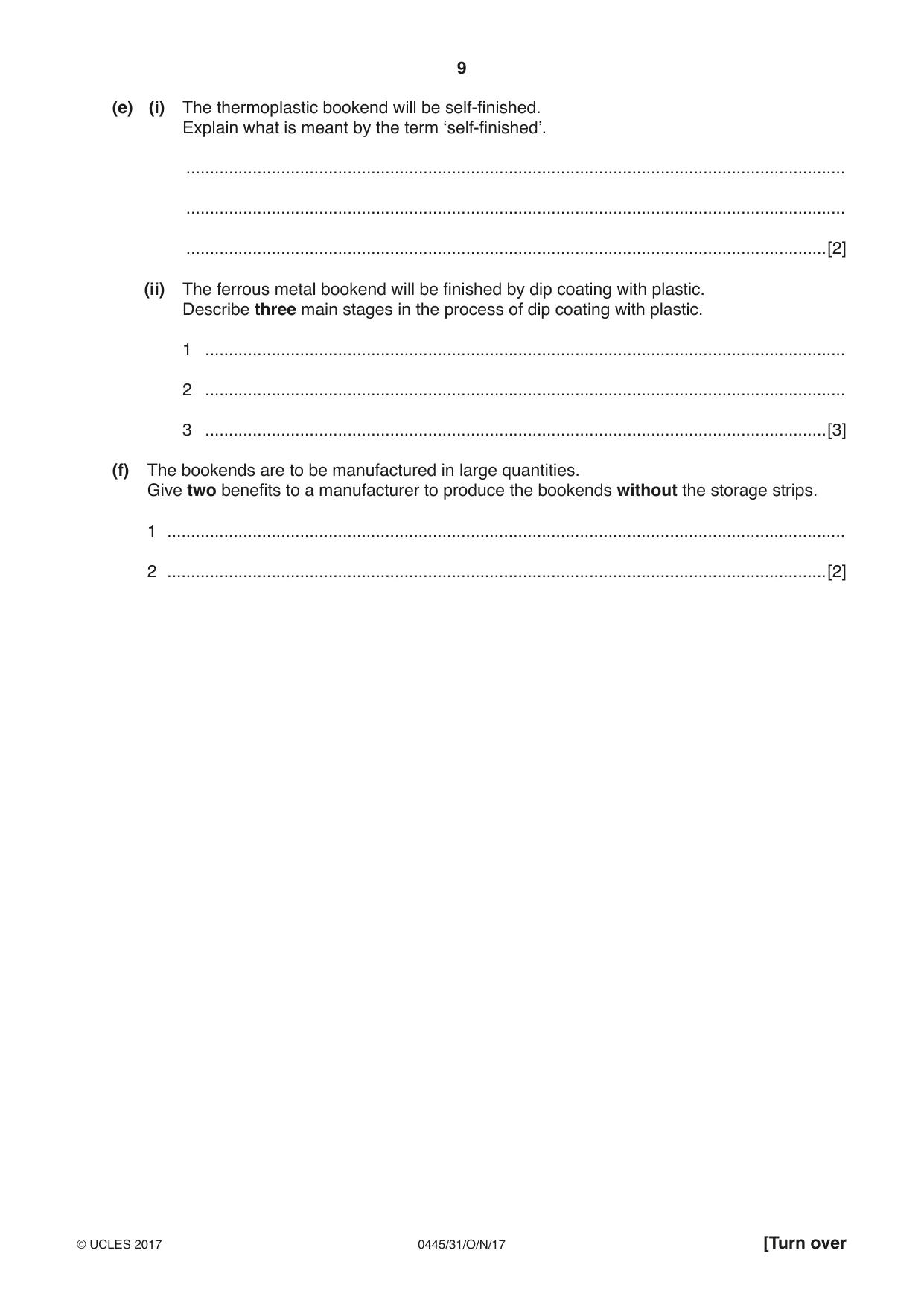 Cambridge IGCSE Design and Technology 0445 2017 Oct/Nov Paper 3 · Variant 1 question paper, page 9 of 16