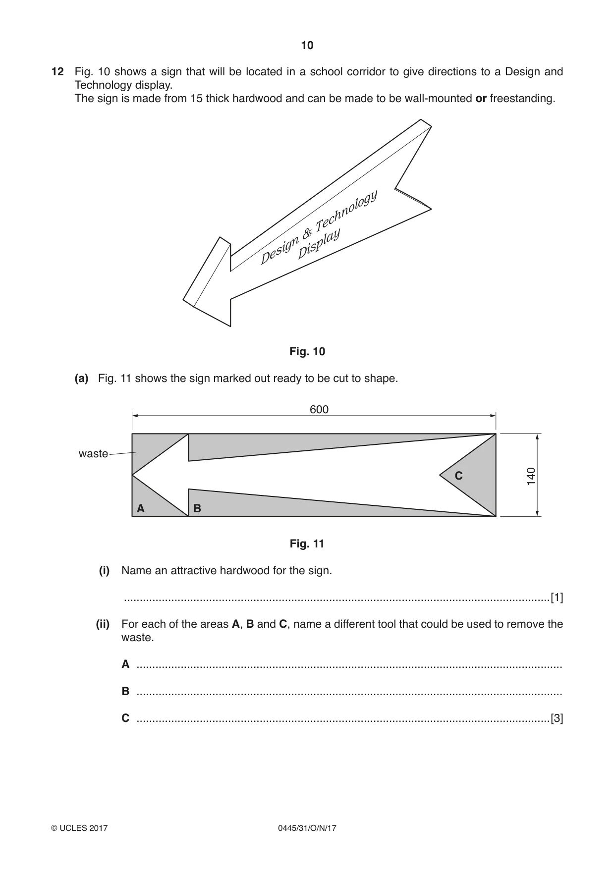 Cambridge IGCSE Design and Technology 0445 2017 Oct/Nov Paper 3 · Variant 1 question paper, page 10 of 16