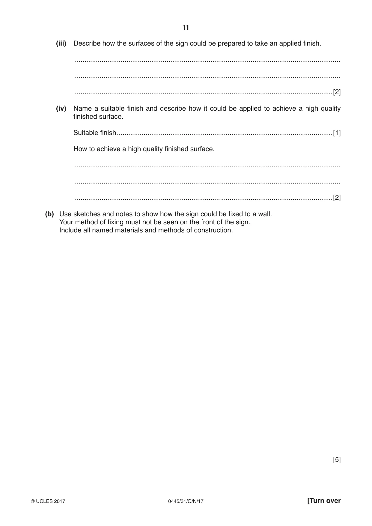 Cambridge IGCSE Design and Technology 0445 2017 Oct/Nov Paper 3 · Variant 1 question paper, page 11 of 16
