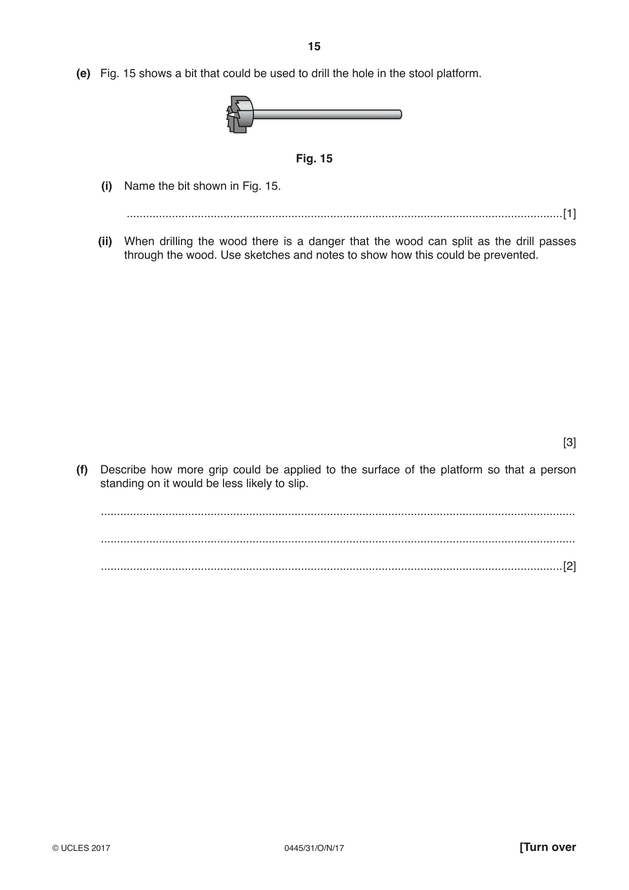 Cambridge IGCSE Design and Technology 0445 2017 Oct/Nov Paper 3 · Variant 1 question paper, page 15 of 16