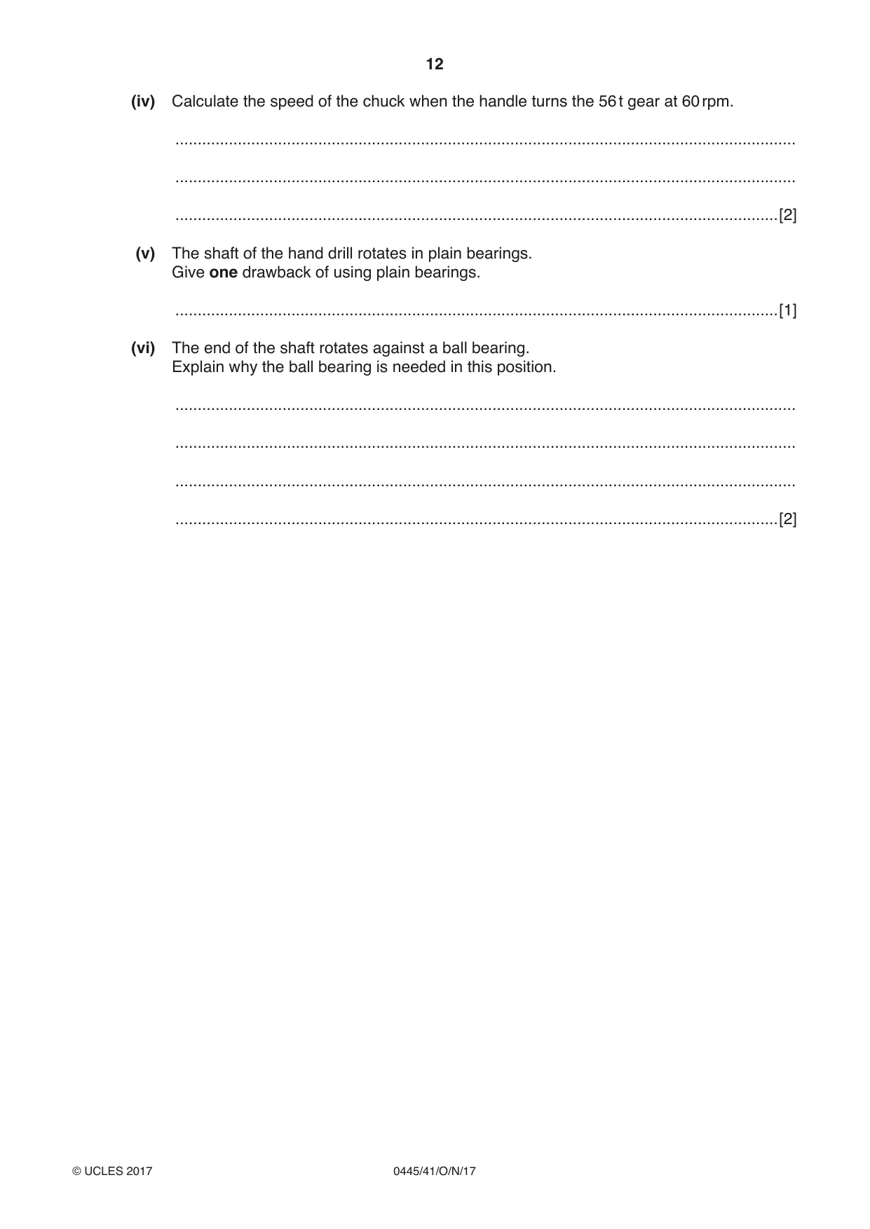 Cambridge IGCSE Design and Technology 0445 2017 Oct/Nov Paper 4 · Variant 1 question paper, page 12 of 20