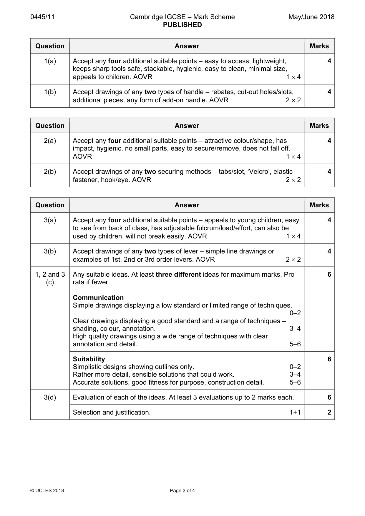 Mark scheme, page 3 of 4