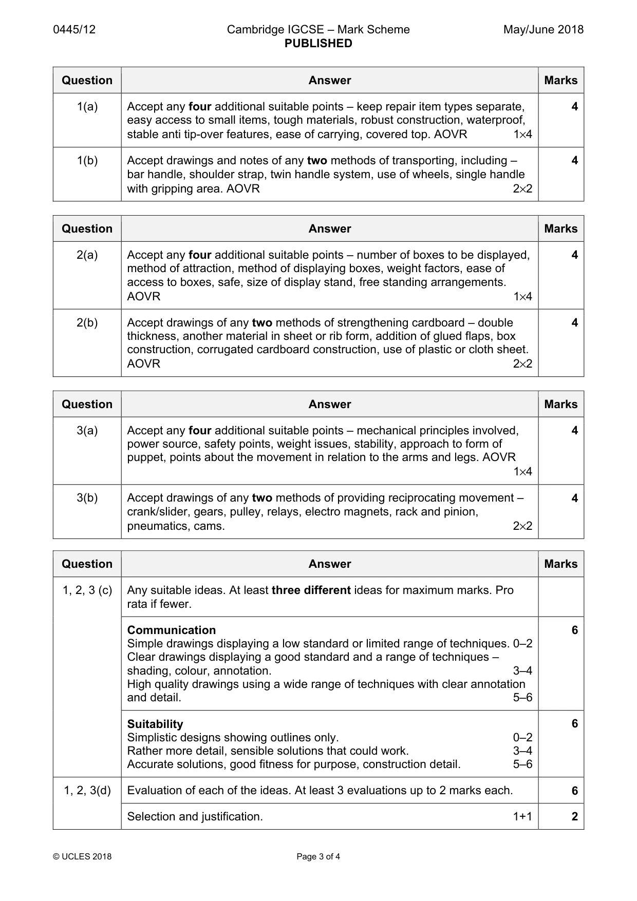 Mark scheme, page 3 of 4