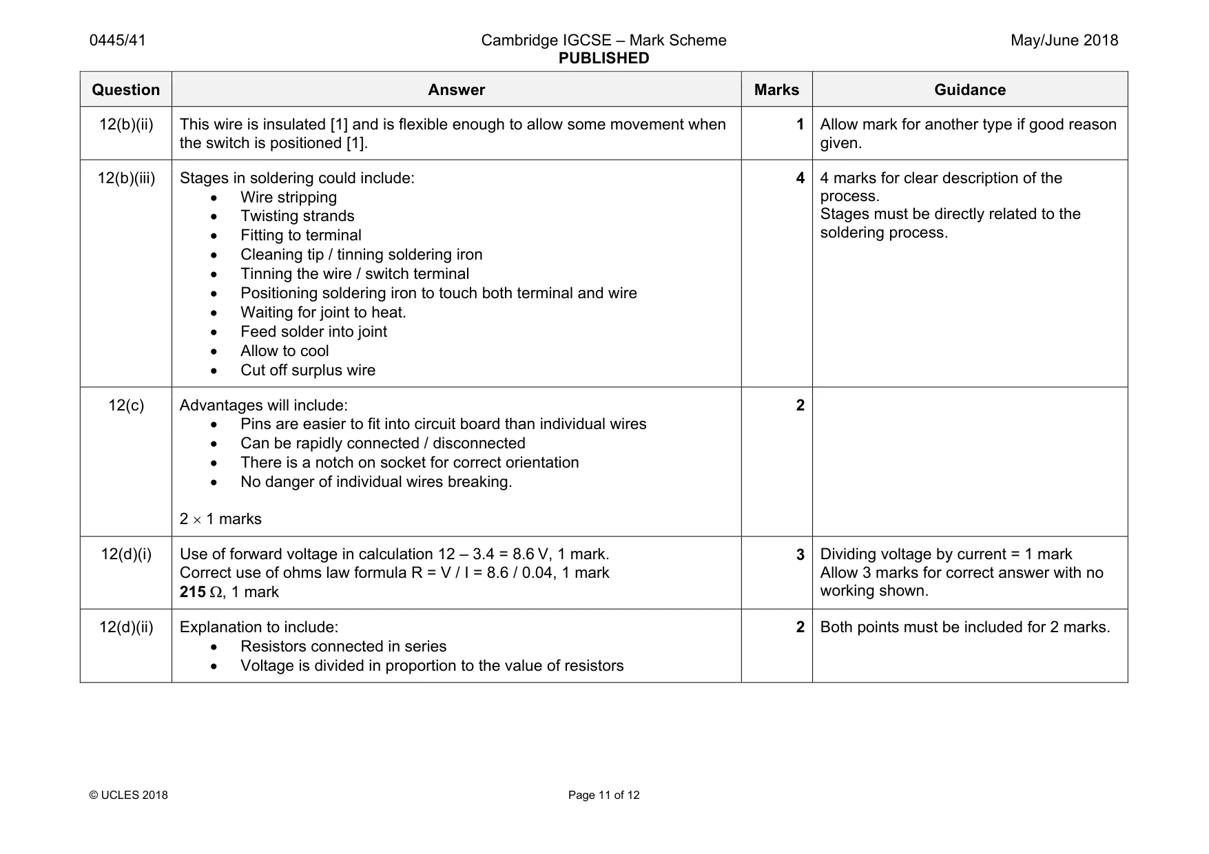 Mark scheme, page 11 of 12