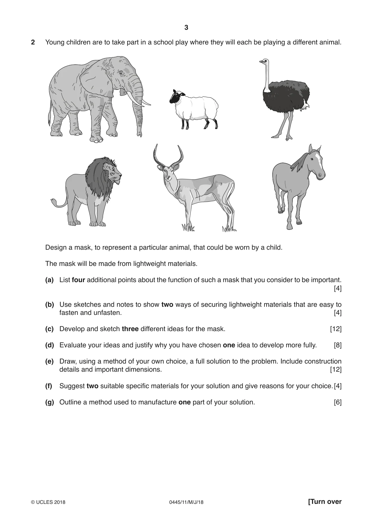 Cambridge IGCSE Design and Technology 0445 2018 May/June Paper 1 · Variant 1 question paper, page 3 of 4