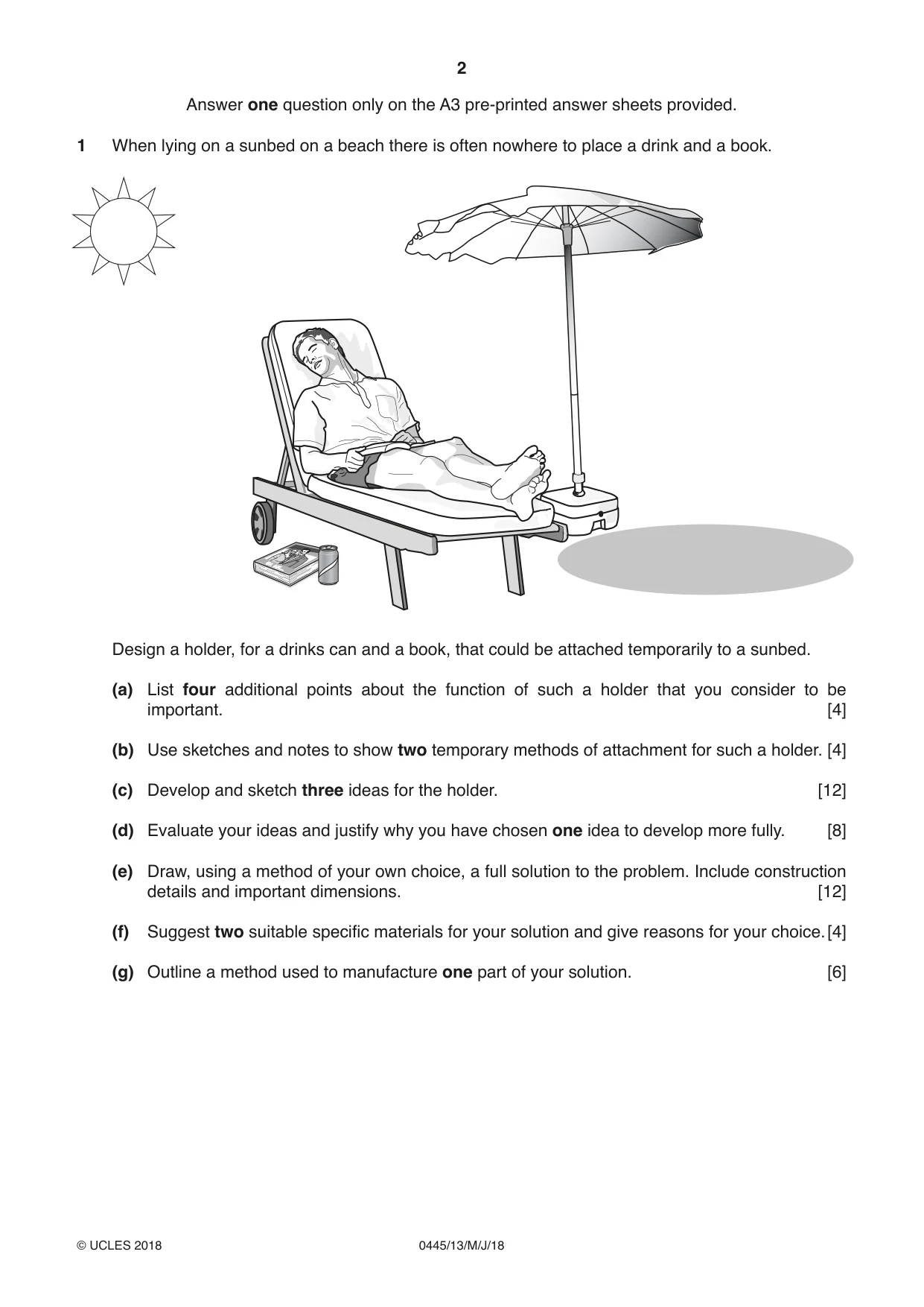 Cambridge IGCSE Design and Technology 0445 2018 May/June Paper 1 · Variant 3 question paper, page 2 of 4