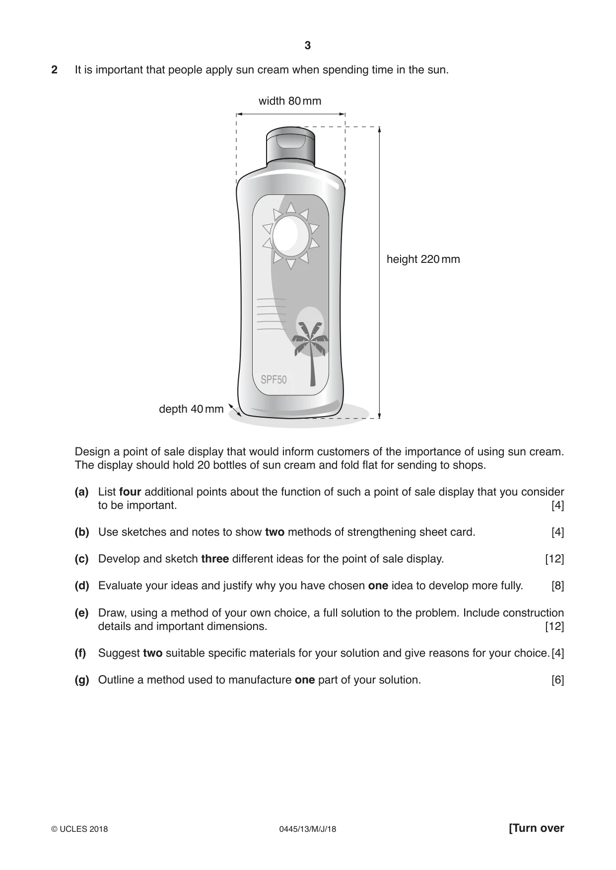 Cambridge IGCSE Design and Technology 0445 2018 May/June Paper 1 · Variant 3 question paper, page 3 of 4