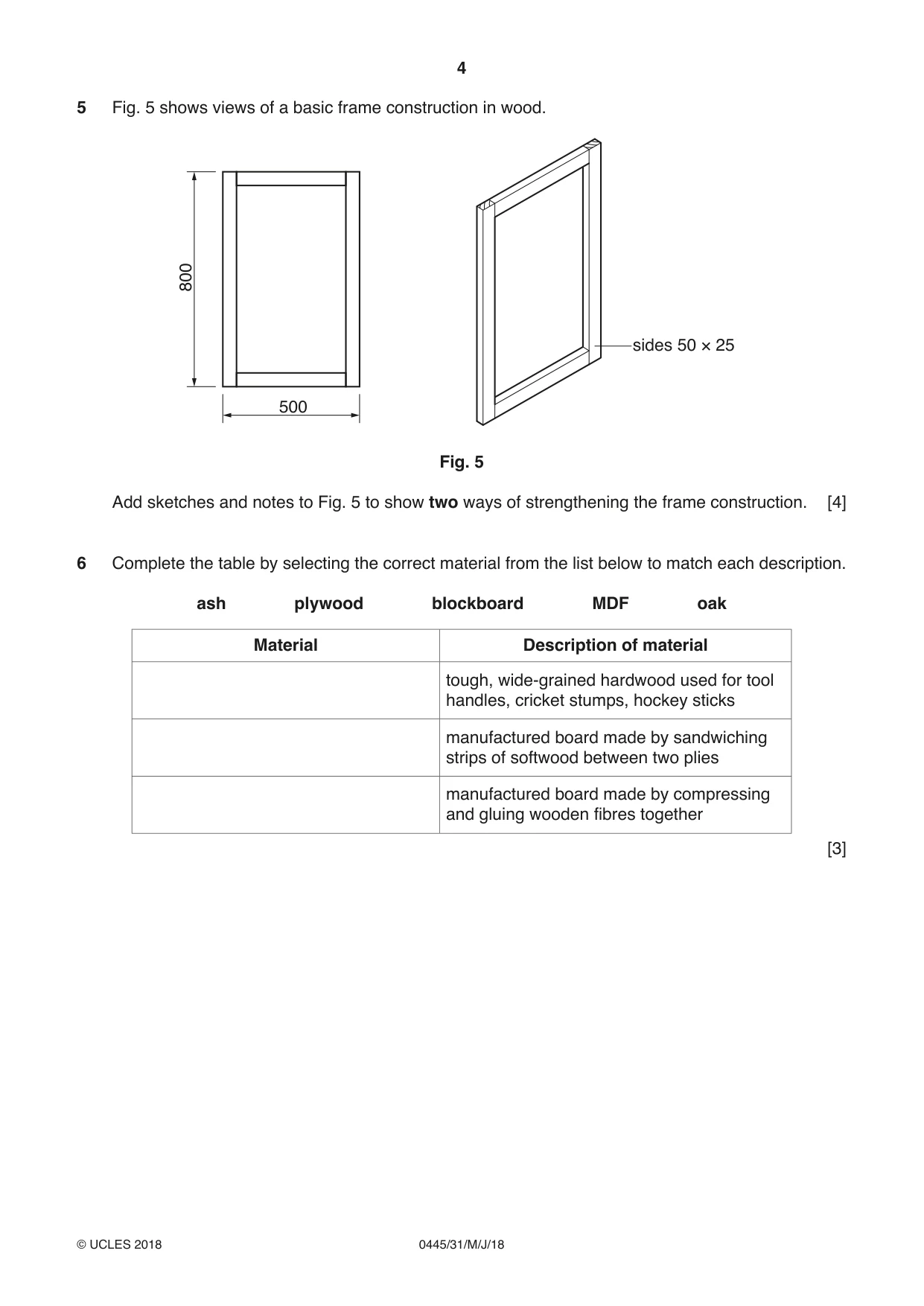 Cambridge IGCSE Design and Technology 0445 2018 May/June Paper 3 · Variant 1 question paper, page 4 of 20