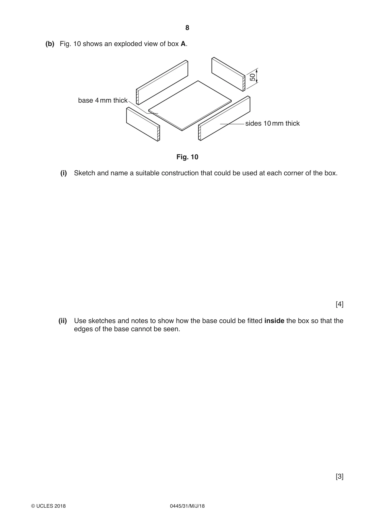 Cambridge IGCSE Design and Technology 0445 2018 May/June Paper 3 · Variant 1 question paper, page 8 of 20