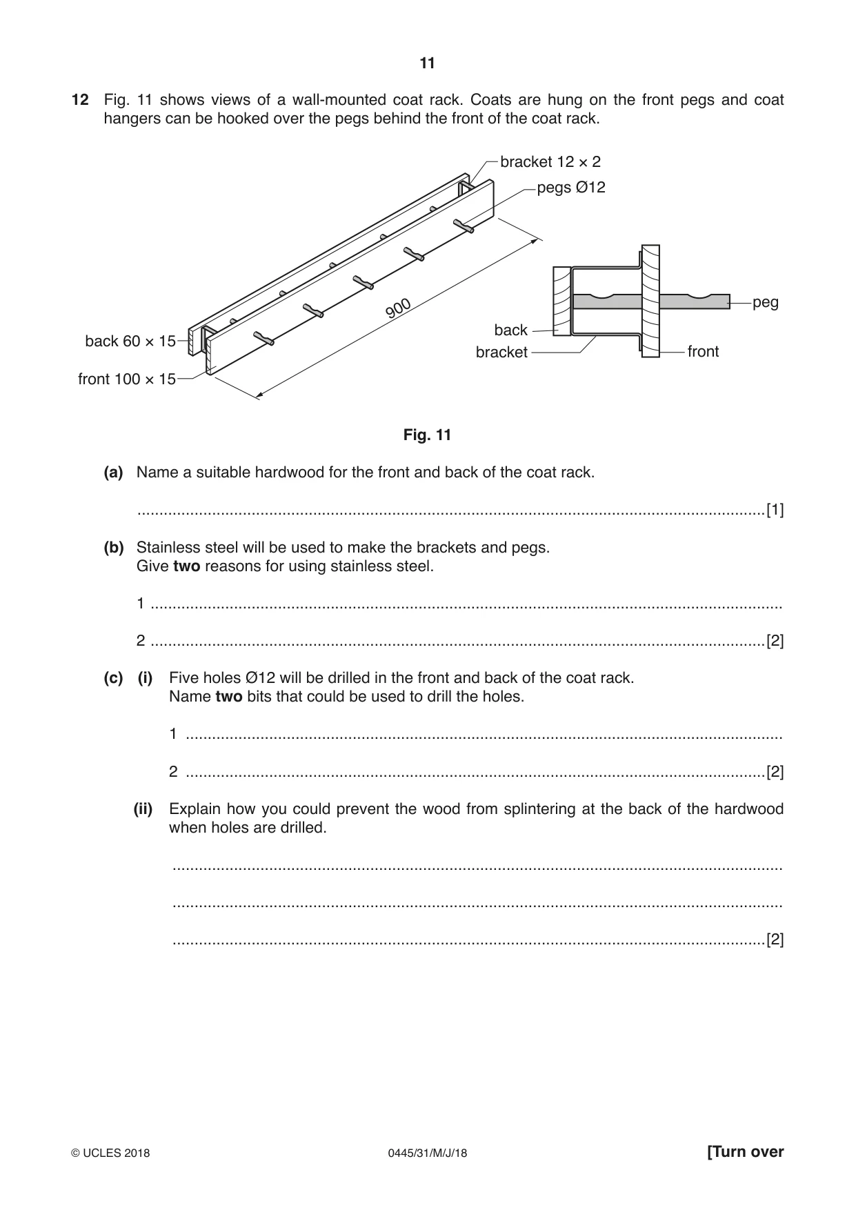 Cambridge IGCSE Design and Technology 0445 2018 May/June Paper 3 · Variant 1 question paper, page 11 of 20