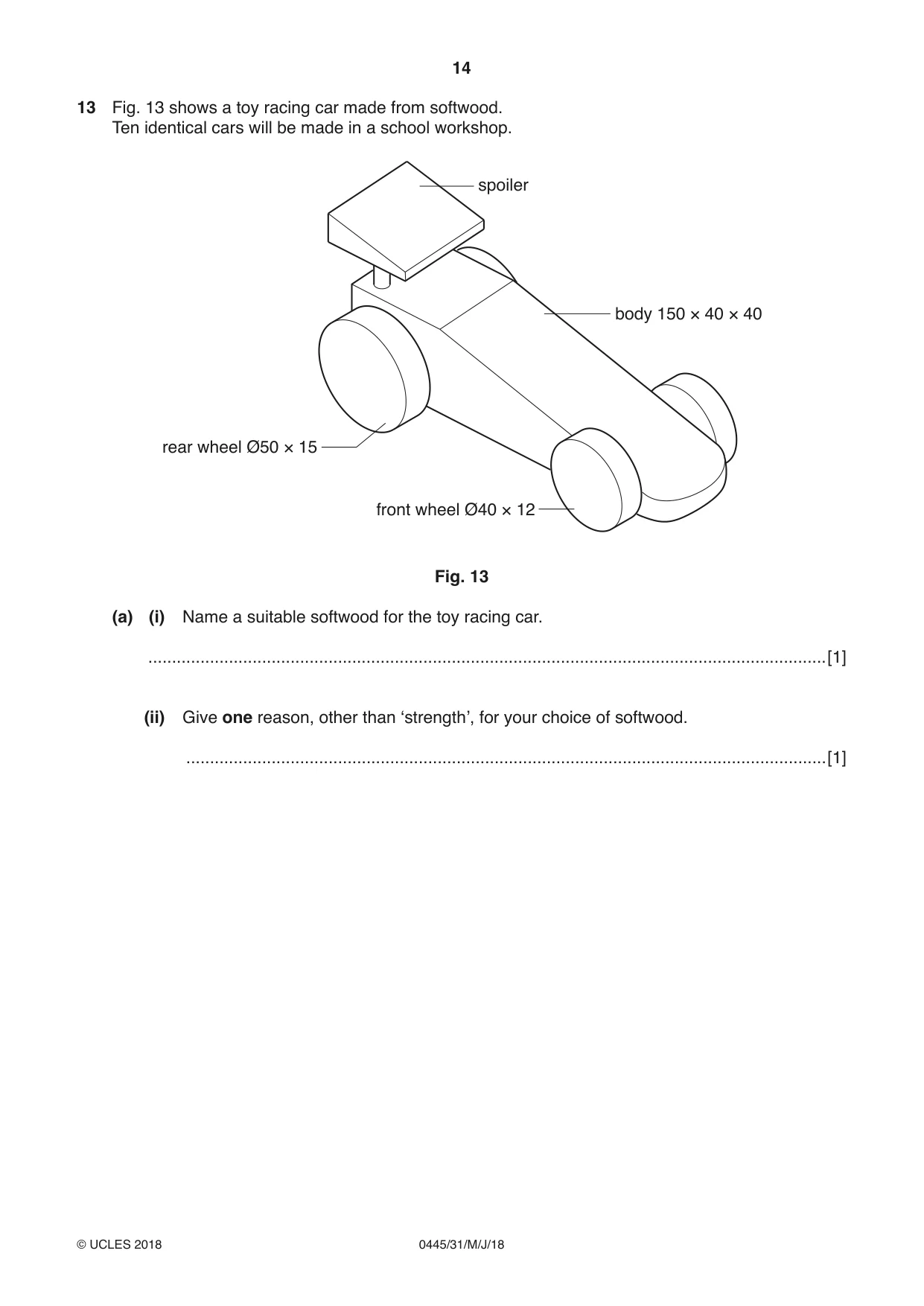 Cambridge IGCSE Design and Technology 0445 2018 May/June Paper 3 · Variant 1 question paper, page 14 of 20