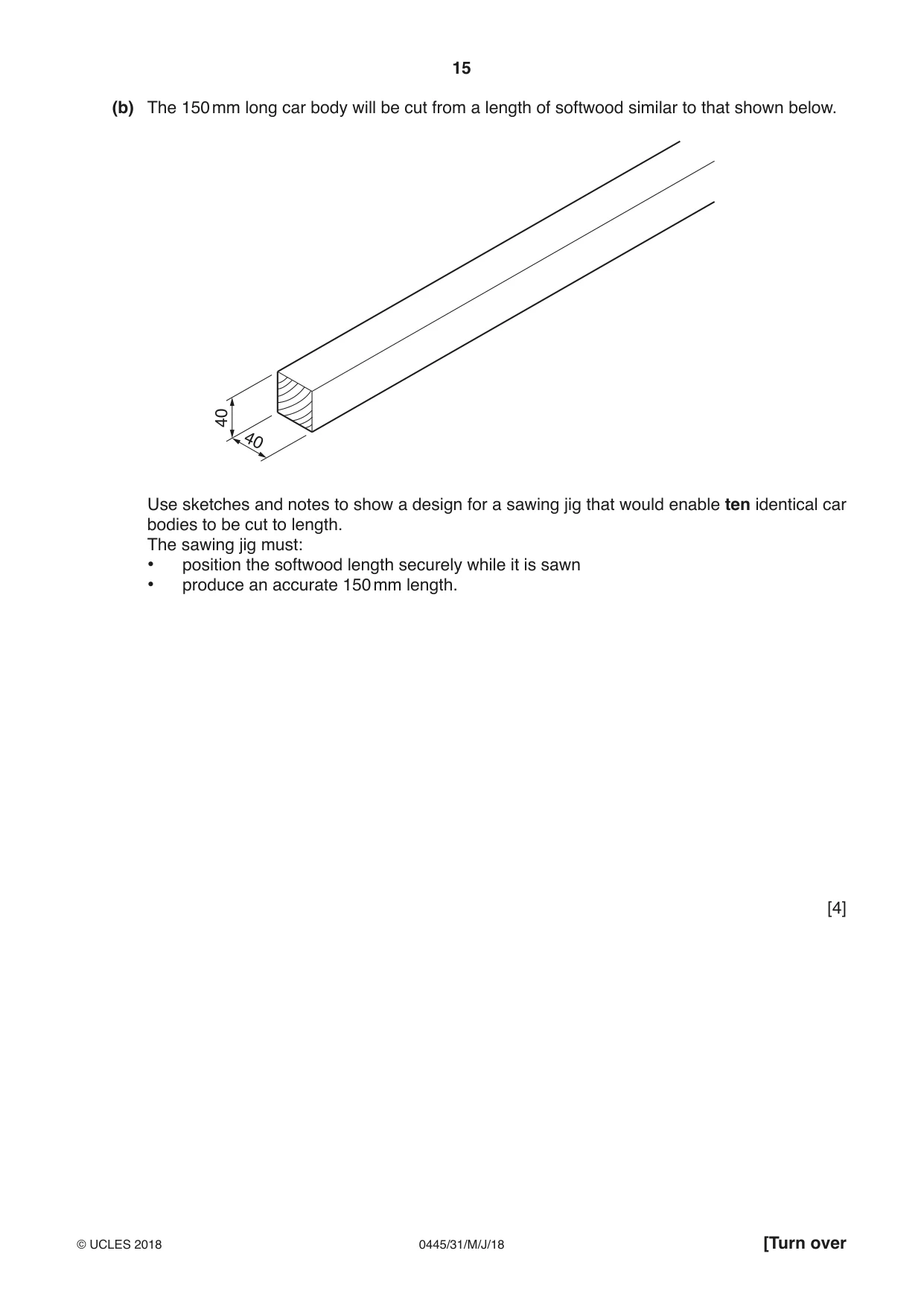 Cambridge IGCSE Design and Technology 0445 2018 May/June Paper 3 · Variant 1 question paper, page 15 of 20