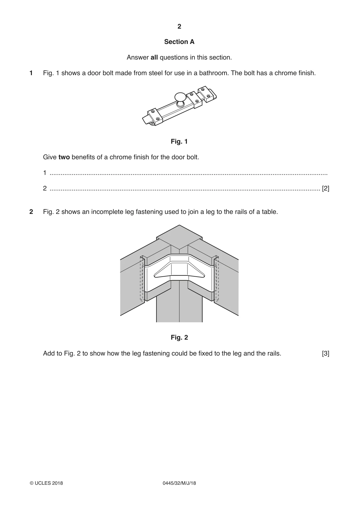 Cambridge IGCSE Design and Technology 0445 2018 May/June Paper 3 · Variant 2 question paper, page 2 of 20