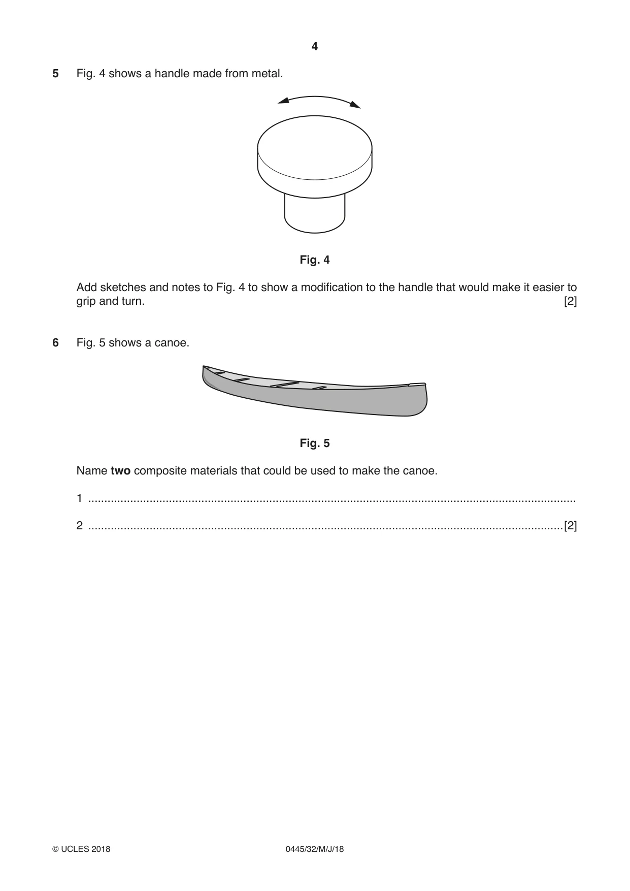 Cambridge IGCSE Design and Technology 0445 2018 May/June Paper 3 · Variant 2 question paper, page 4 of 20