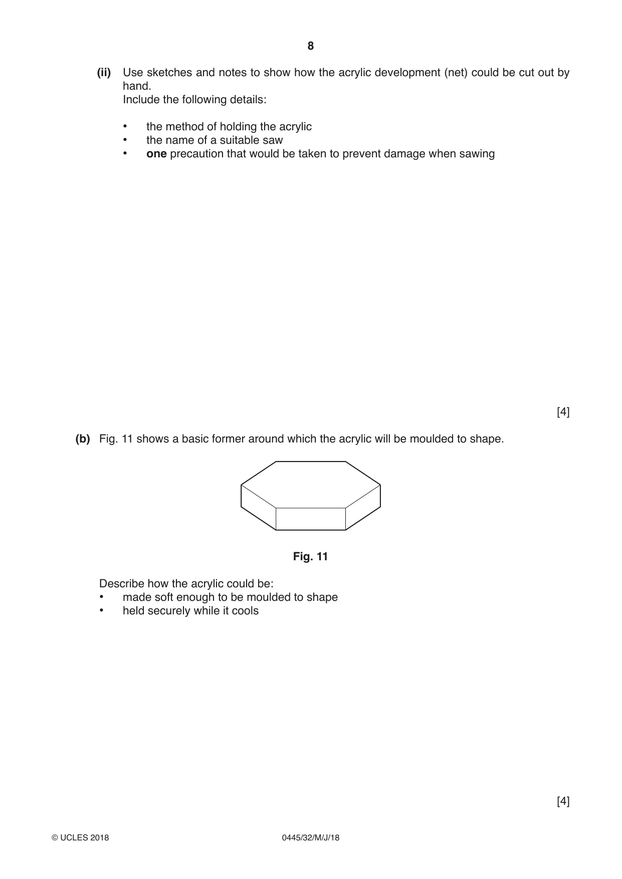 Cambridge IGCSE Design and Technology 0445 2018 May/June Paper 3 · Variant 2 question paper, page 8 of 20