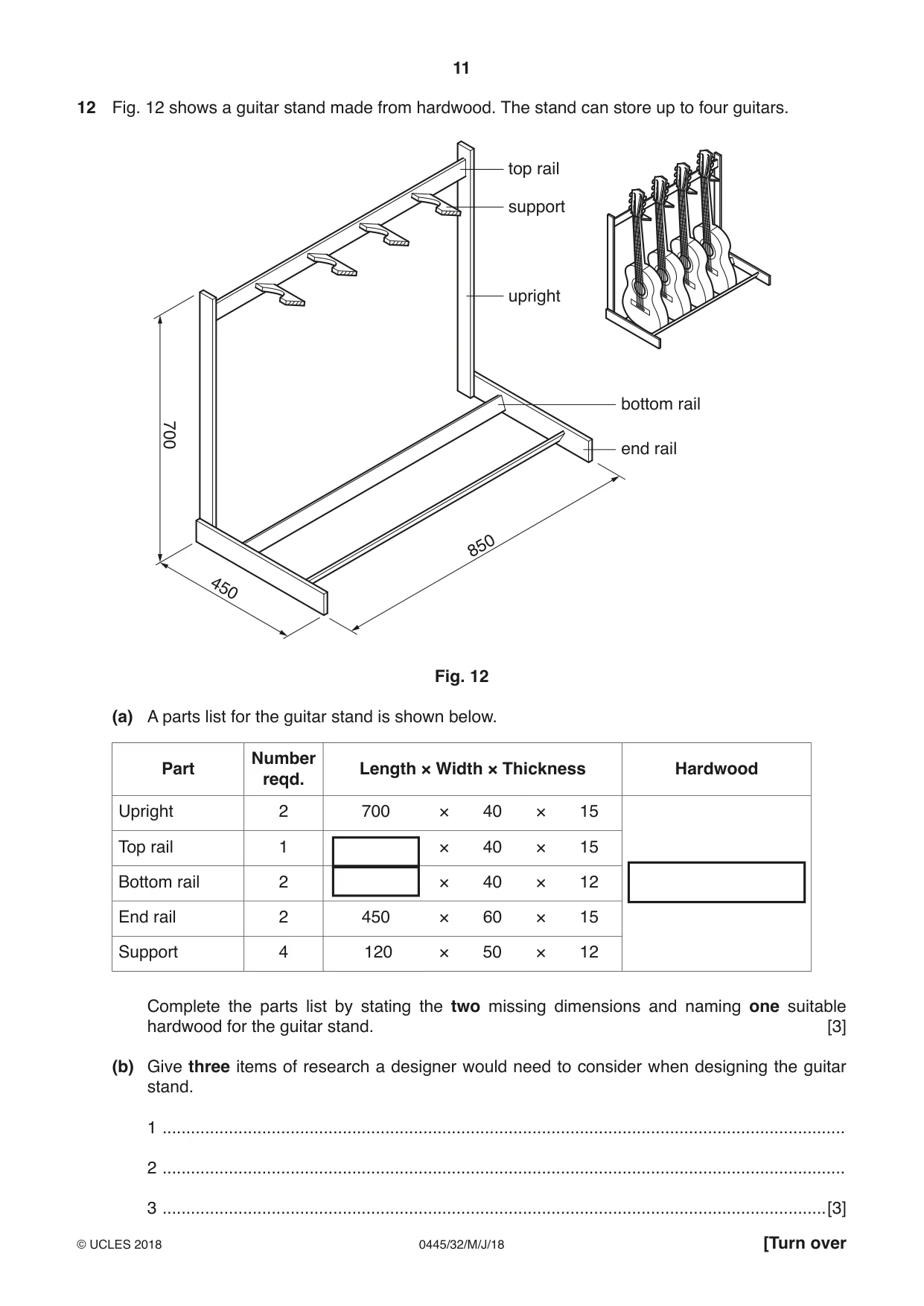 Cambridge IGCSE Design and Technology 0445 2018 May/June Paper 3 · Variant 2 question paper, page 11 of 20